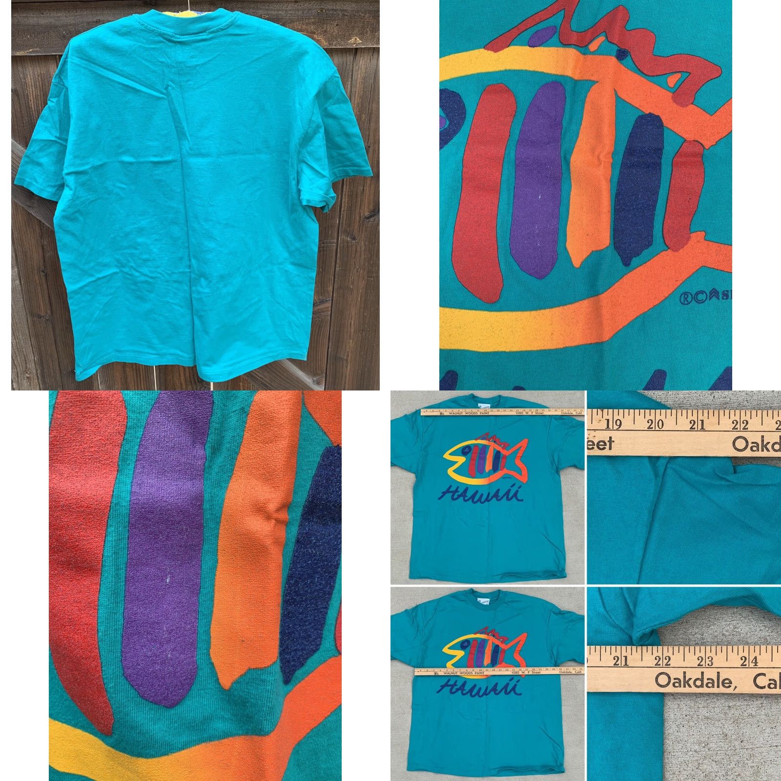 Rainbow VINTAGE Sgt Leisure T Shirt rainbow fish Hawaii single stitch XL 80s 90s 1980s Size US XL / EU 56 / 4 - 8 Thumbnail