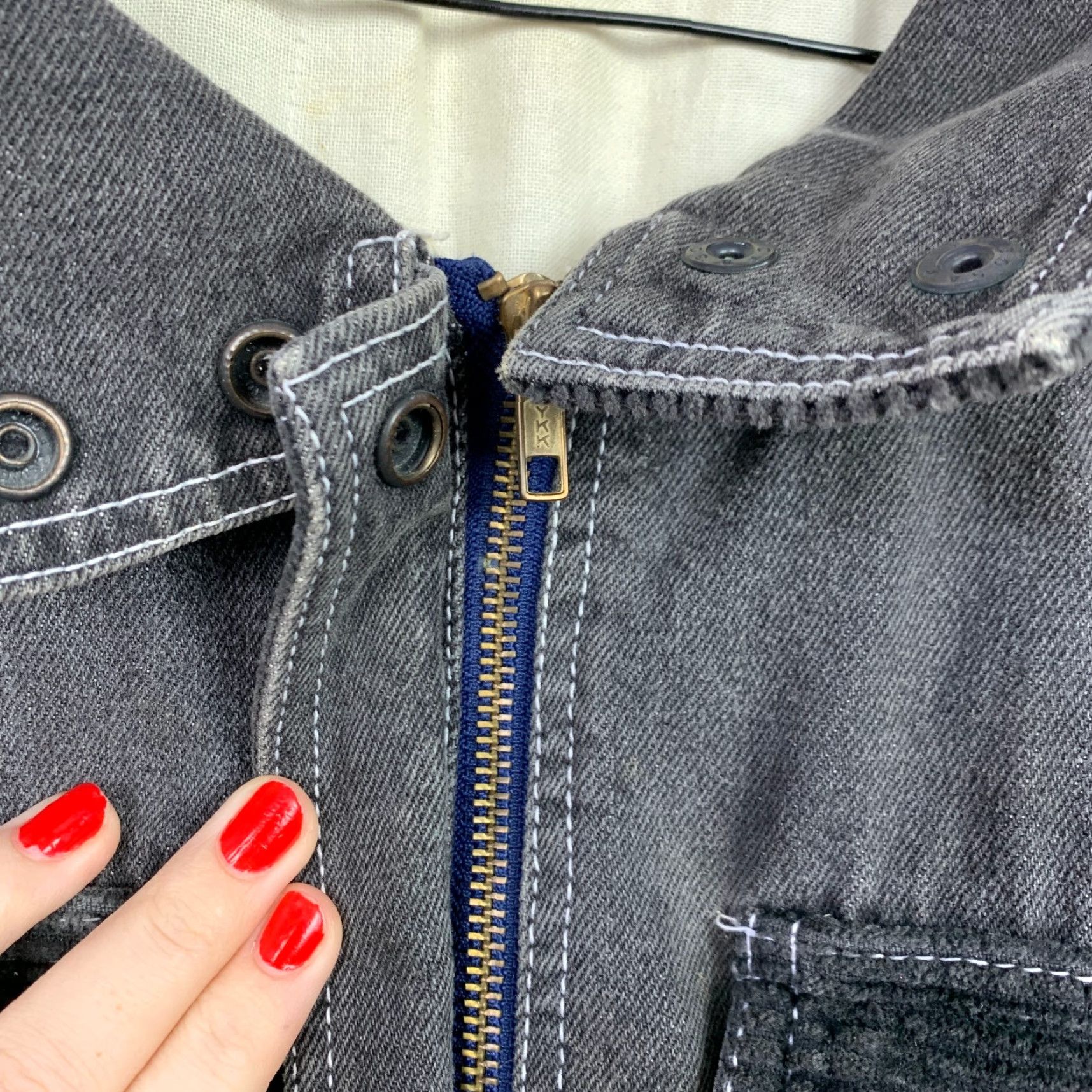 Vintage VINTAGE 90s Oversized Black Denim Grunge Jean Jacket Womens Large Size 36" / US 14 / IT 50 - 7 Thumbnail