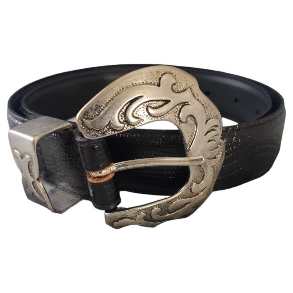 Designer Kenneth Cole Vintage Black & silver Tone Ladies Belt Size ONE SIZE - 2 Thumbnail