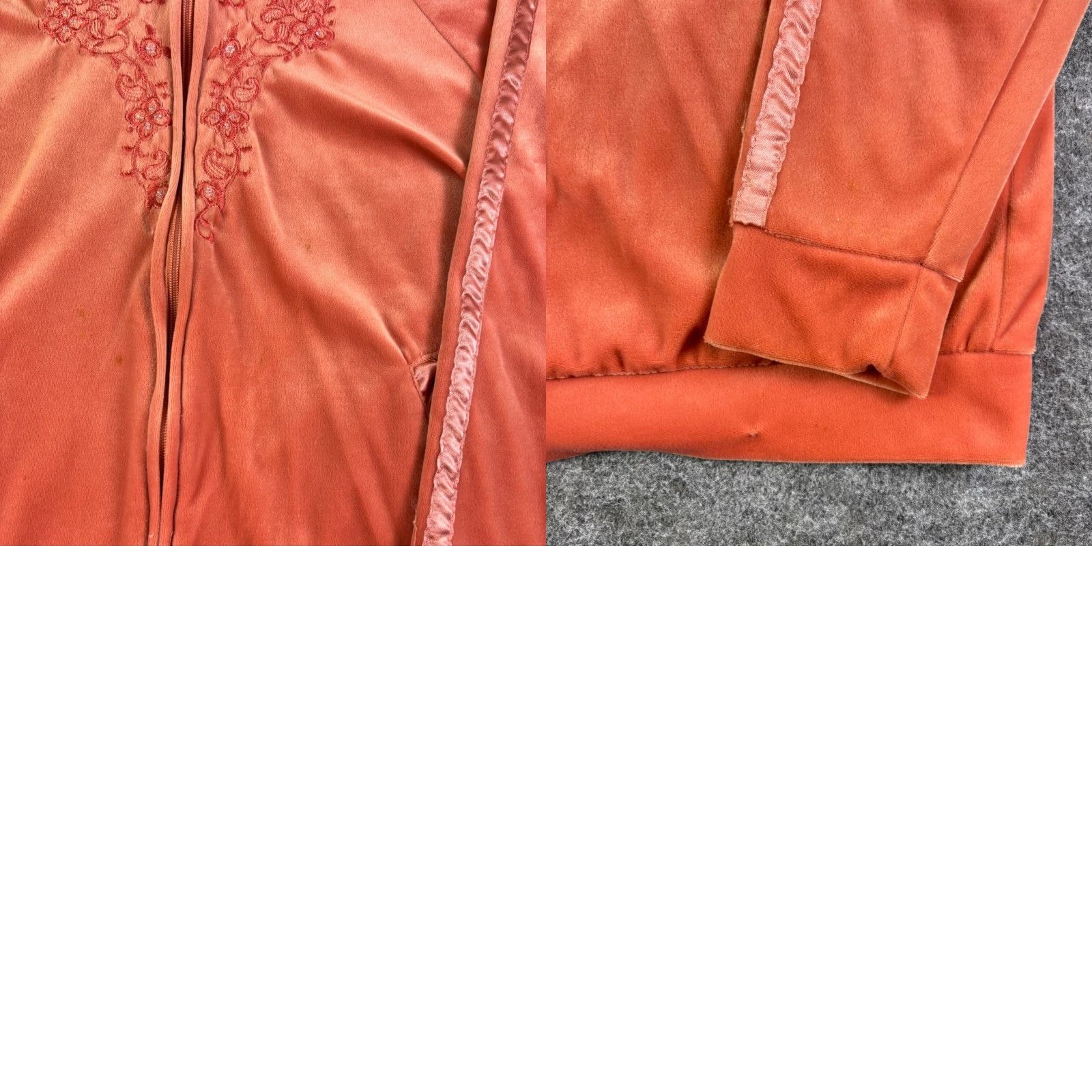 Vintage VINTAGE Jenny Hoodie Full Zip Velour Embroidered Beaded Raglan Sleeve Womens L Orange 90s Y2K Casual Activewear Trench? Size L / US 10 / IT 46 - 8 Thumbnail