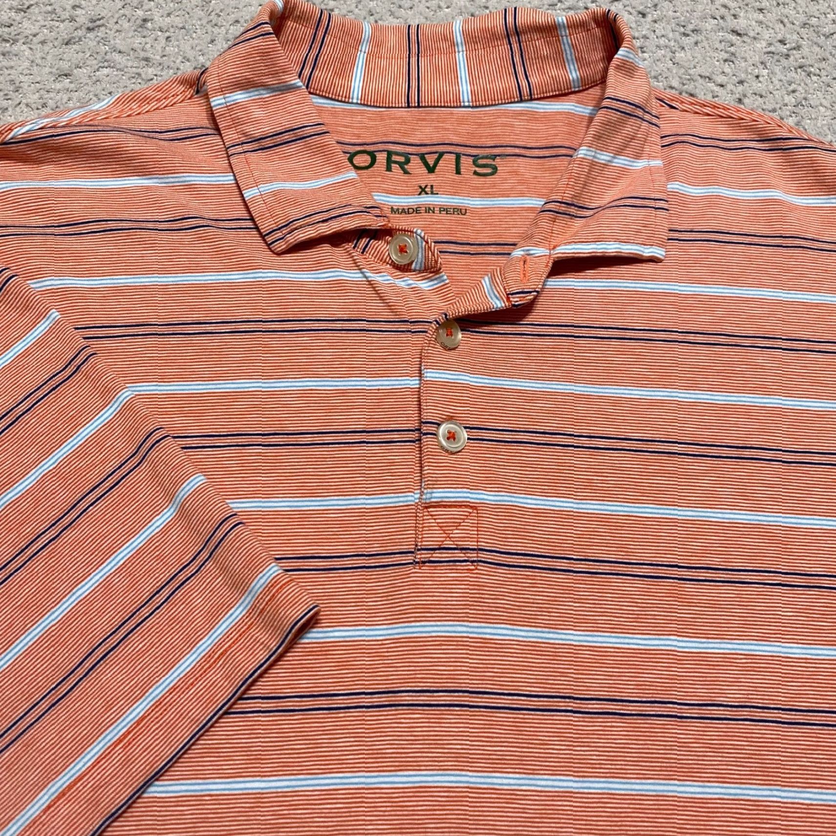 Orvis Orvis Polo Shirt Mens XL Orange Striped Short Sleeve Knit Cotton Polo Shirt XL Orange Mens Polo Shirt Size US XL / EU 56 / 4 - 5 Thumbnail