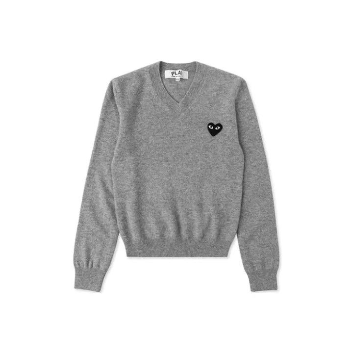 Comme des Garcons Comme des Garçons Play Gray V-Neck Sweater 0079 Size S / US 4 / IT 40 - 1 Thumbnail