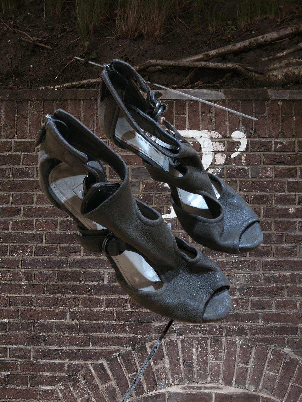 Prada Prada leather T-strap pumps in brown peep-toe design Size US 5 / IT 35 - 1 Thumbnail
