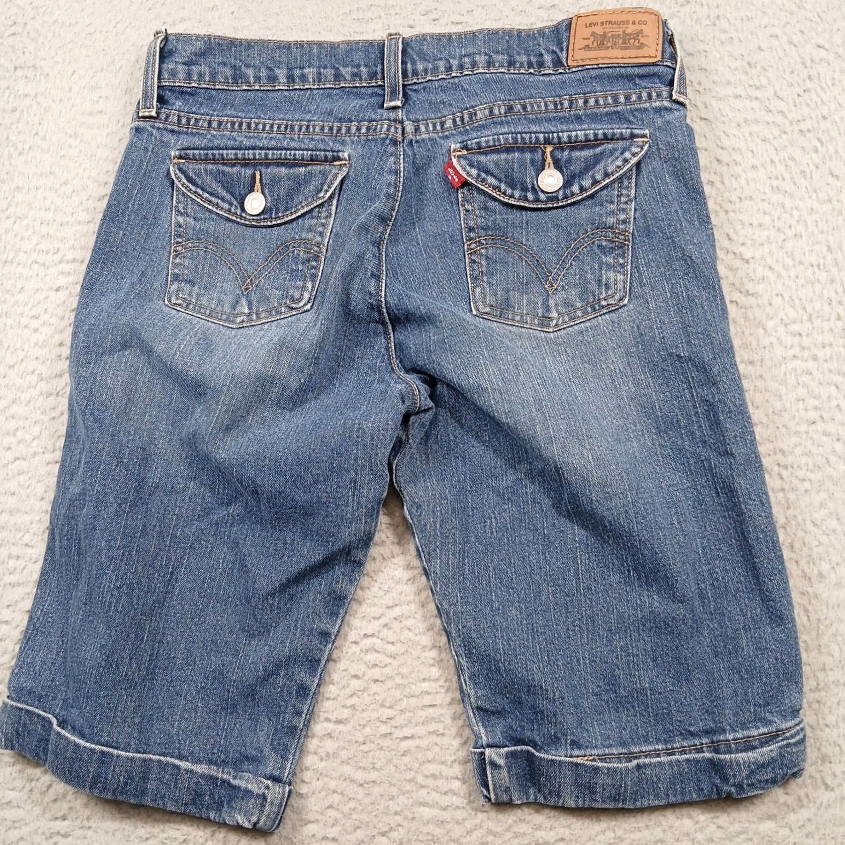 Levi's Levi's 515 Denim Shorts Womens 6 Blue Jean Stretch Cuffed Mid-Rise Bermuda Size 28" / US 6 / IT 42 - 3 Thumbnail