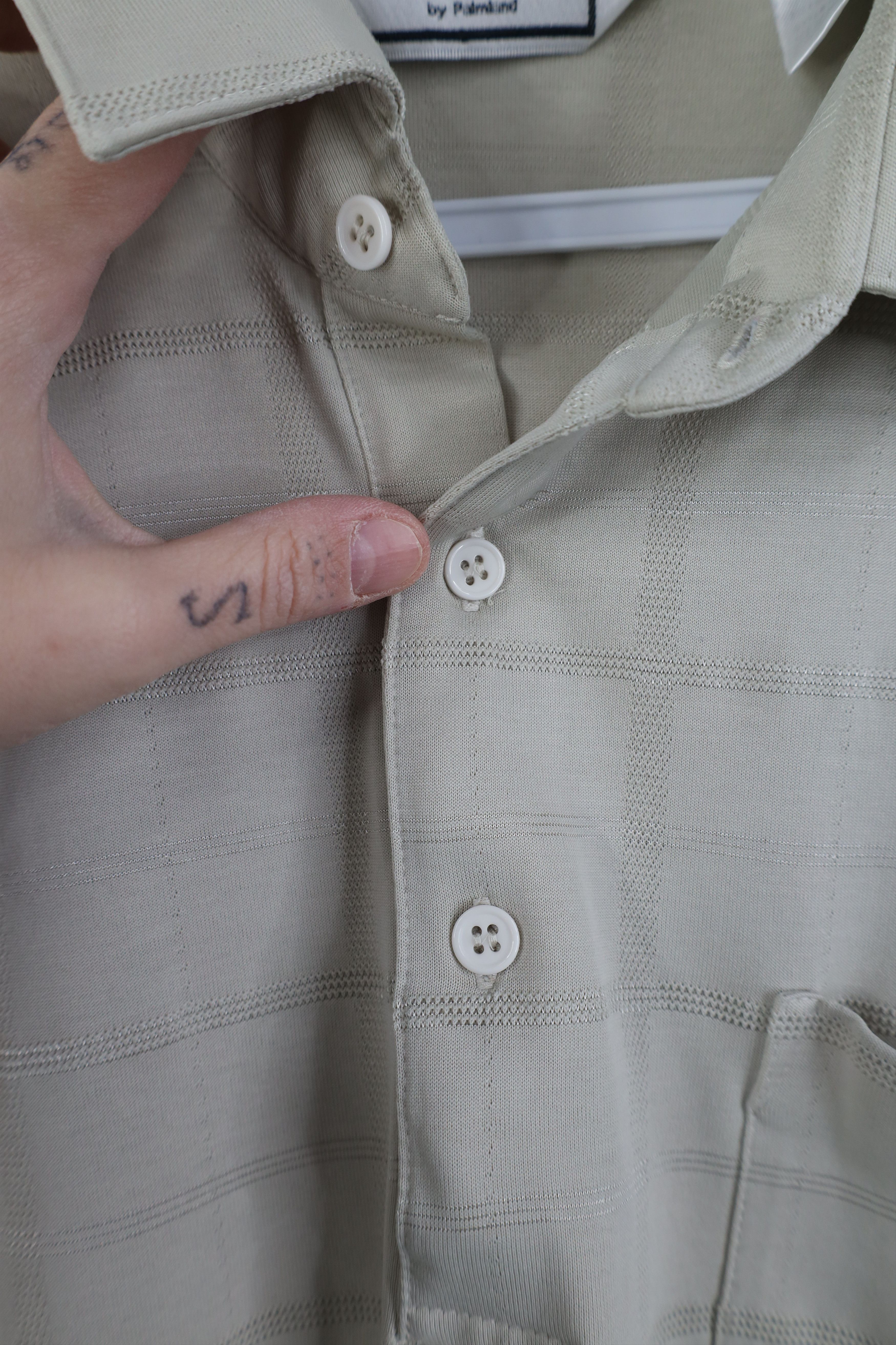 Vintage Vintage 90s Streetwear Knit Pullover Polo Shirt Beige Size US M / EU 48-50 / 2 - 7 Thumbnail