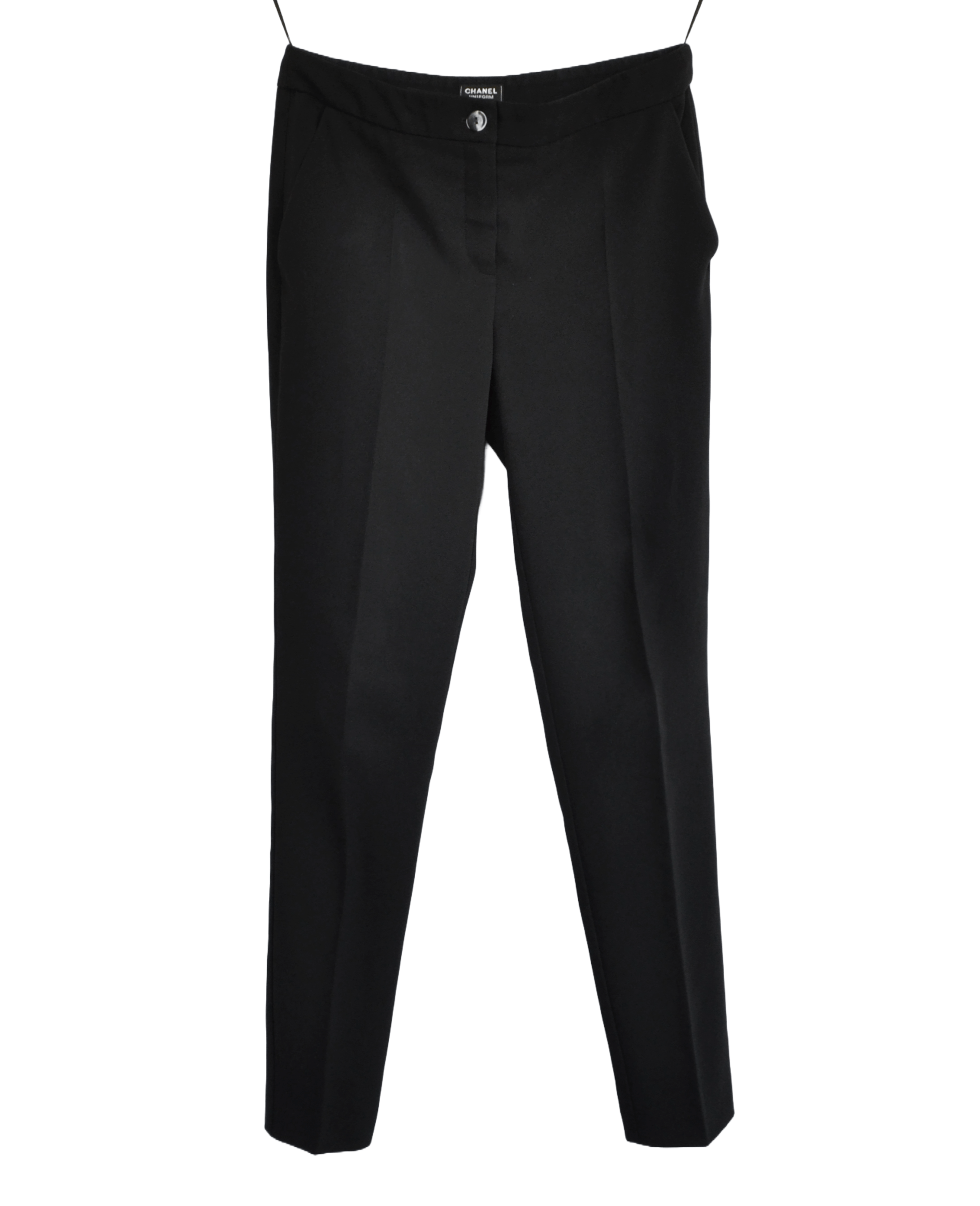 Chanel CHANEL Pants Black Trousers Vintage Logo Button Skinny Size 26" / US 2 / IT 38 - 1 Thumbnail
