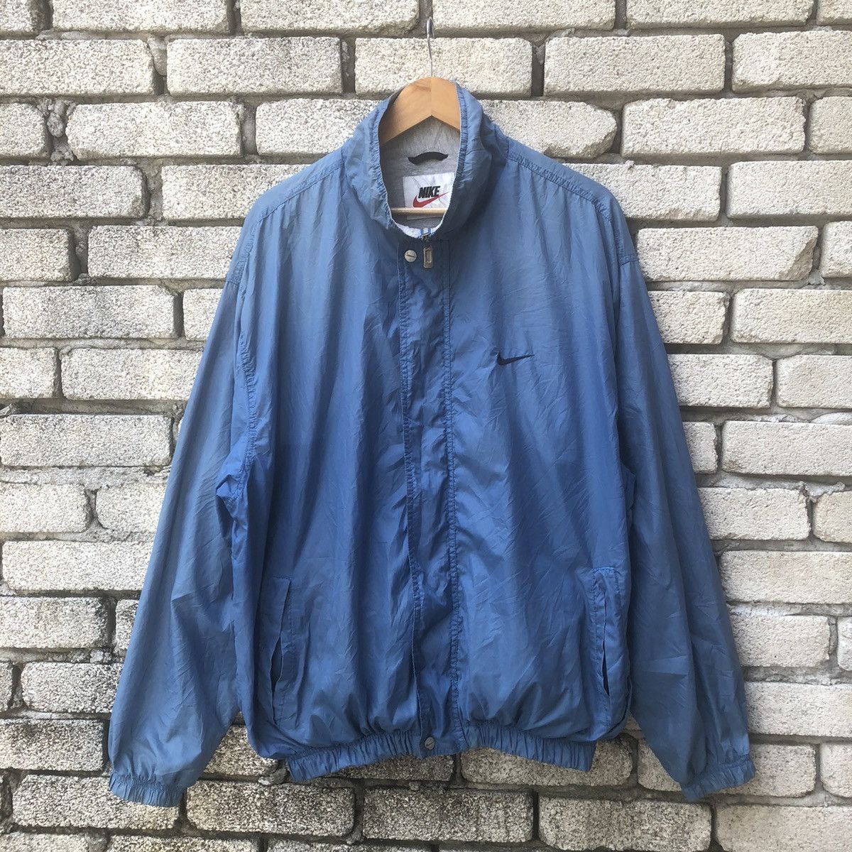 Nike × Vintage Vintage 90s Nike Windbreaker Jacket Baby Blue Colour Size US L / EU 52-54 / 3 - 1 Thumbnail