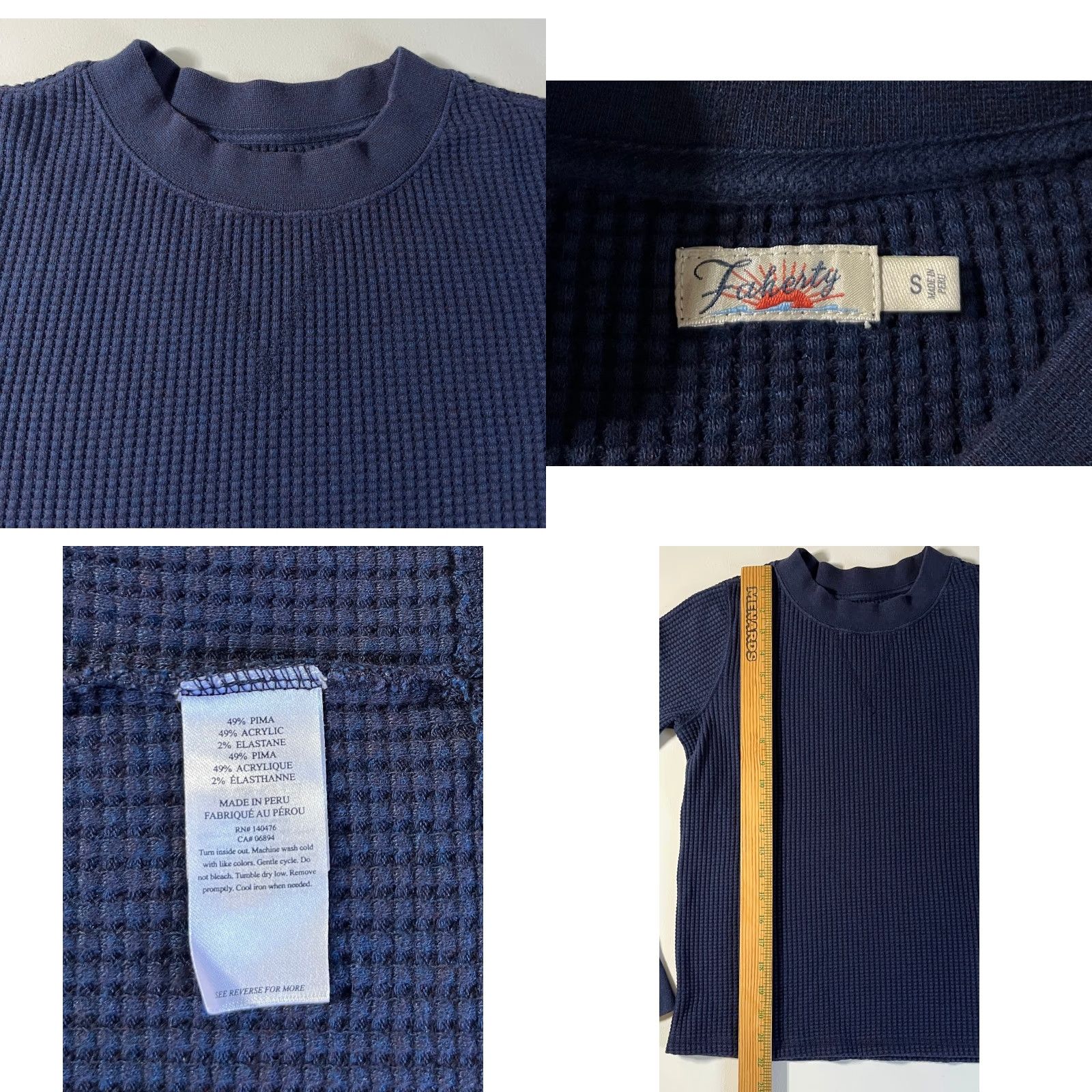 Faherty Faherty Women's Waffle Yule Crew Shirt in Midnight Blue S Navy Crew Neck Pullover Thermal Casual Basic Classic 90s Mens Womens Girls Boys Size S / US 4 / IT 40 - 8 Thumbnail