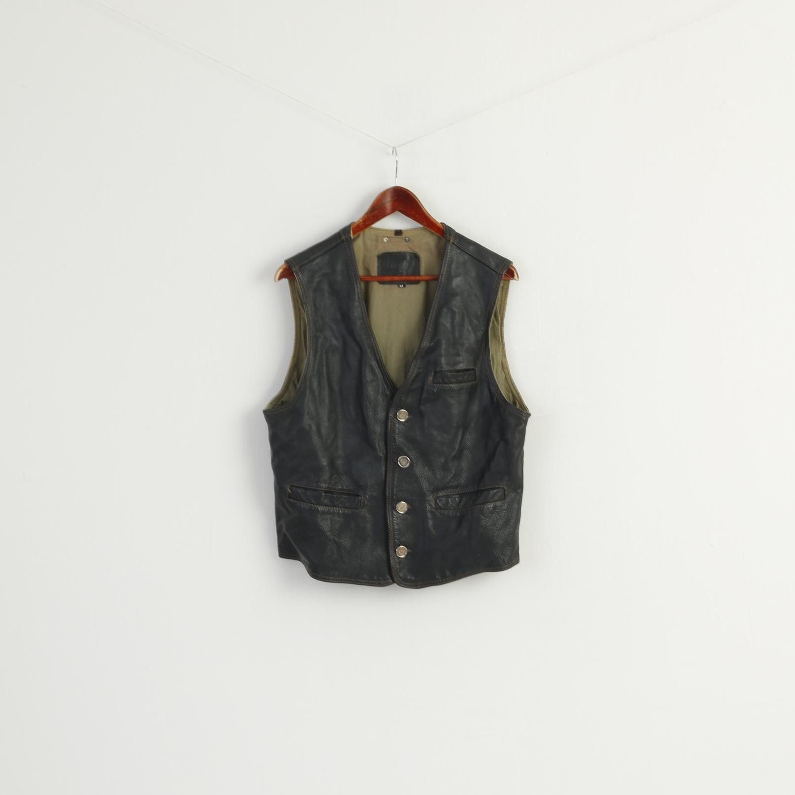 Louis International Men M Waistcoat Black Leather 8850