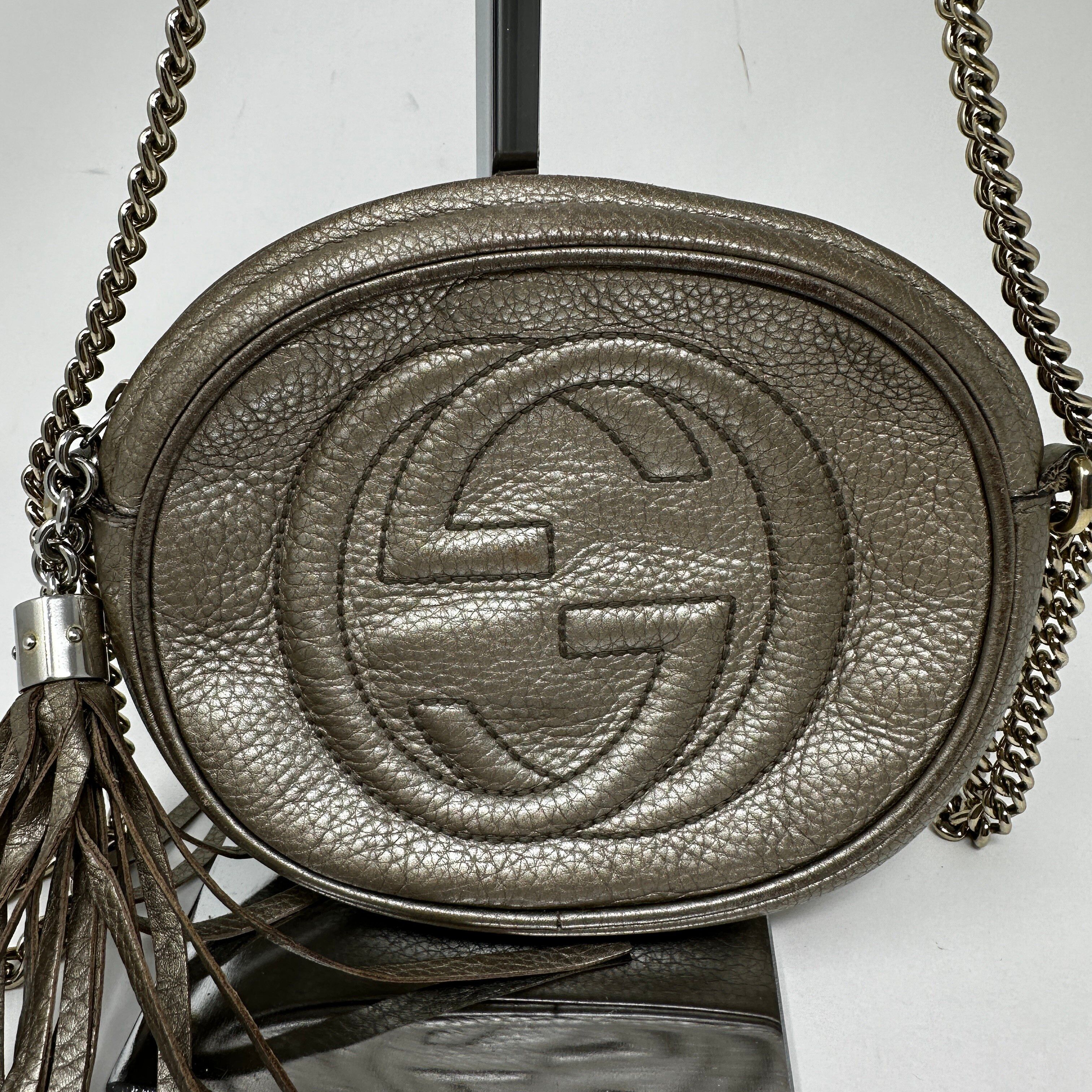 Gucci Gucci Soho Linen Round Leather Silver Metallic Size ONE SIZE - 2 Preview
