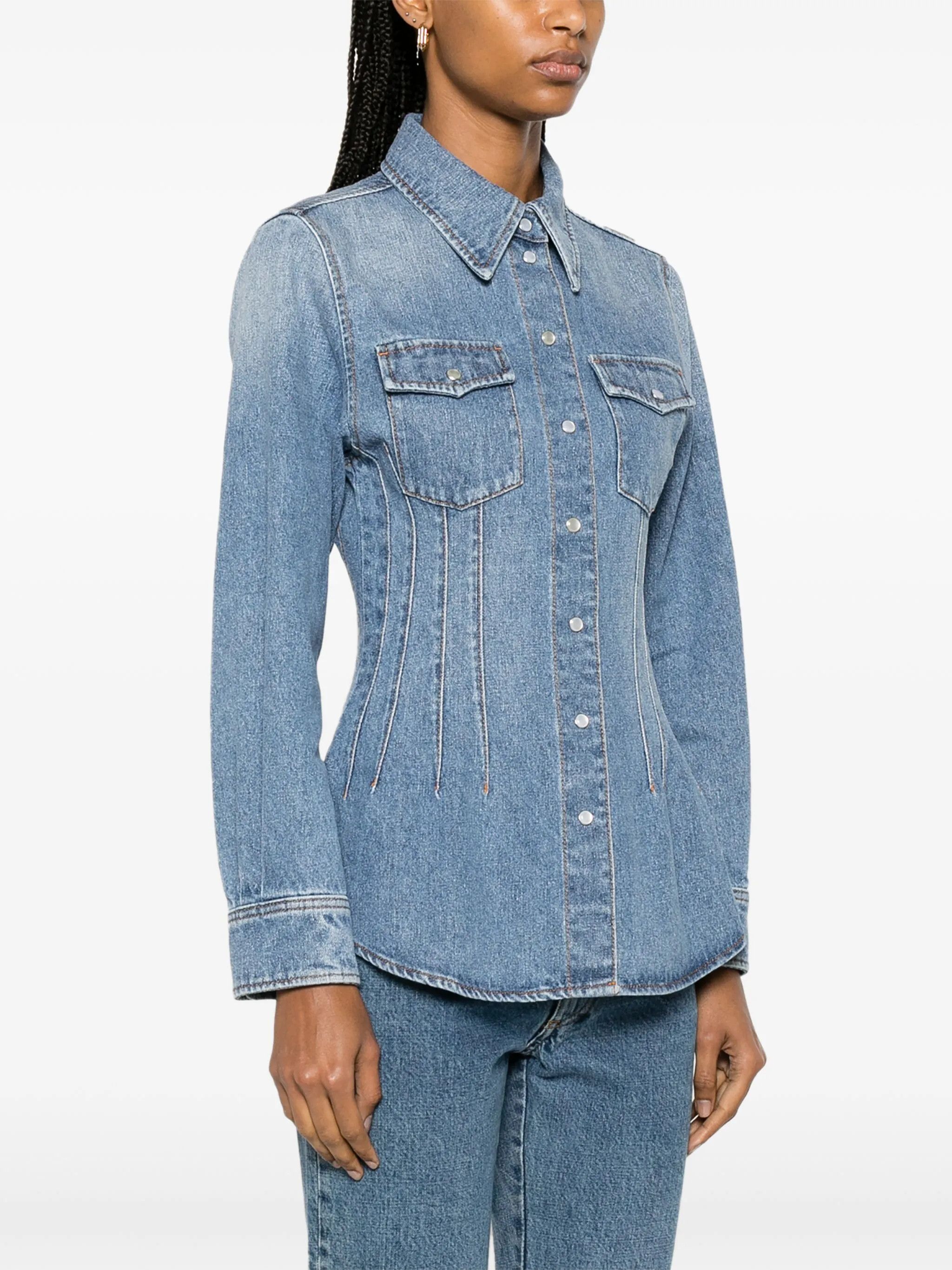 Chloe o1y0825 Denim Shirt in Blue Size S / US 4 / IT 40 - 2 Thumbnail