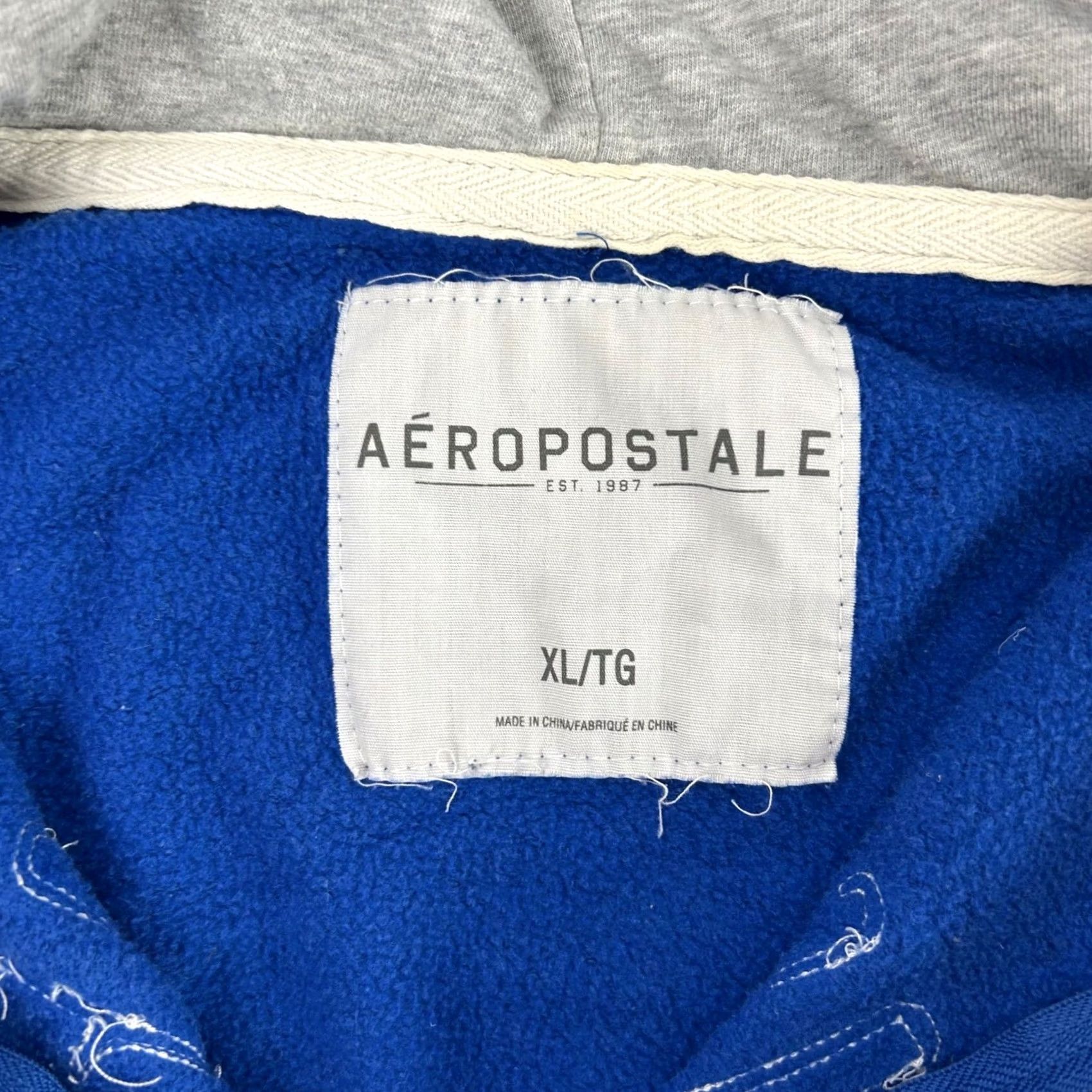 Aeropostale Aeropostale Hoodie Mens XL Blue 87 Applique Full Zip Slub Knit Fleece Size US XL / EU 56 / 4 - 5 Thumbnail
