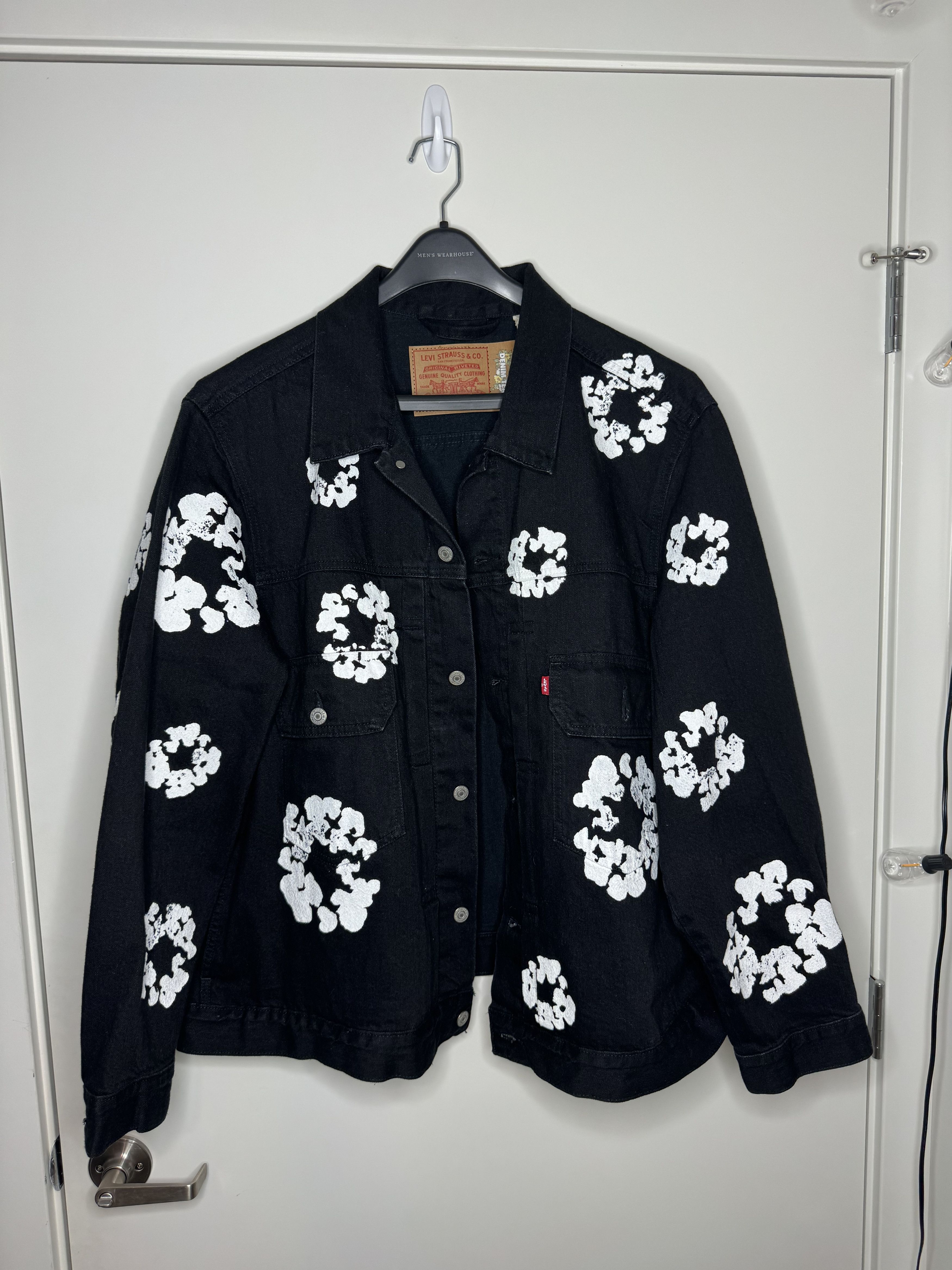 image of Denim Tears Type Ii All Over Wreath Jacket in Black, Men's (Size 2XL)