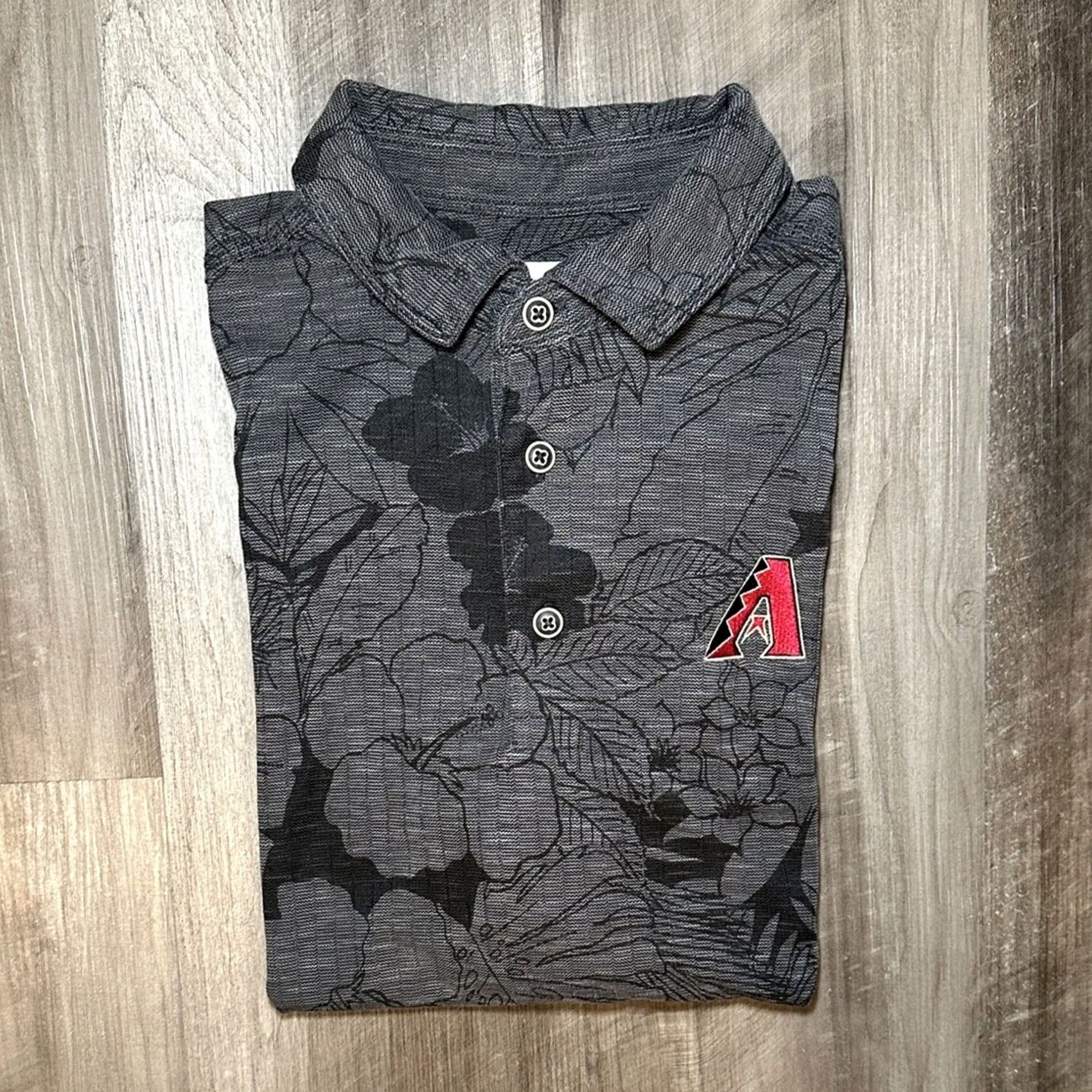 Tommy Bahama Tommy Bahama Arizona Diamondbacks Hawaiian Floral Modal Blend Polo Medium Gray Mens Regular Size M Size US M / EU 48-50 / 2 - 2 Thumbnail