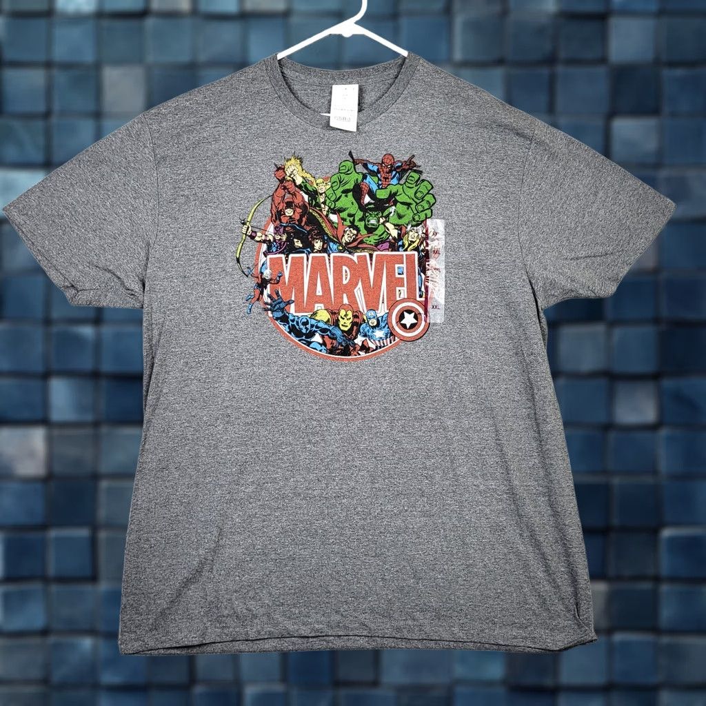 Vintage Marvel Comics Men’s Short sleeve T-Shirt XXL Gray Crew Neck Logo Casual Shirt 2XL Mens Size US 39 - 1 Thumbnail