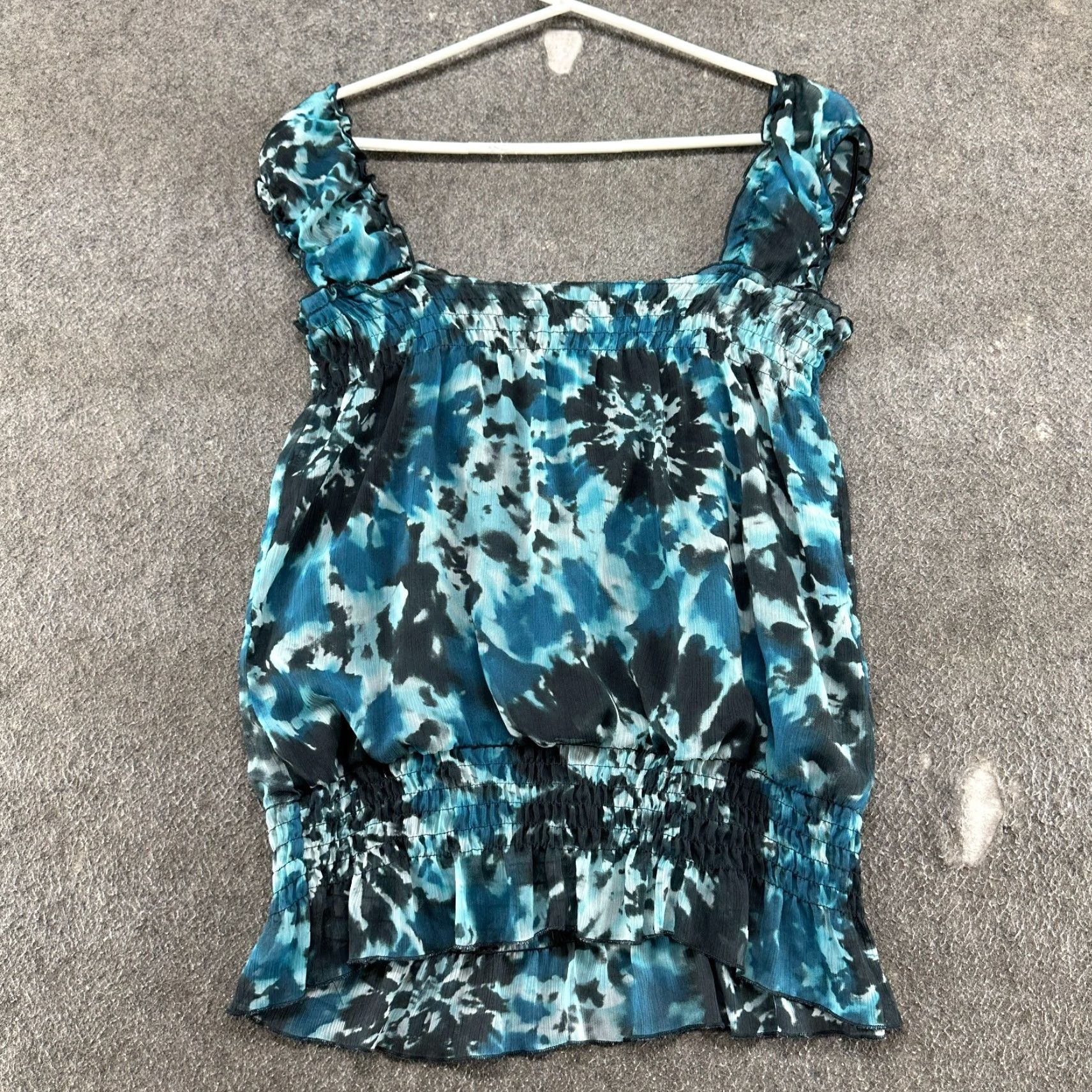 Vintage VINTAGE Rampage Tank Top Women M Blue Black Sleeveless Ruffle Floral Tye Dye Y2K Size M / US 6-8 / IT 42-44 - 3 Thumbnail