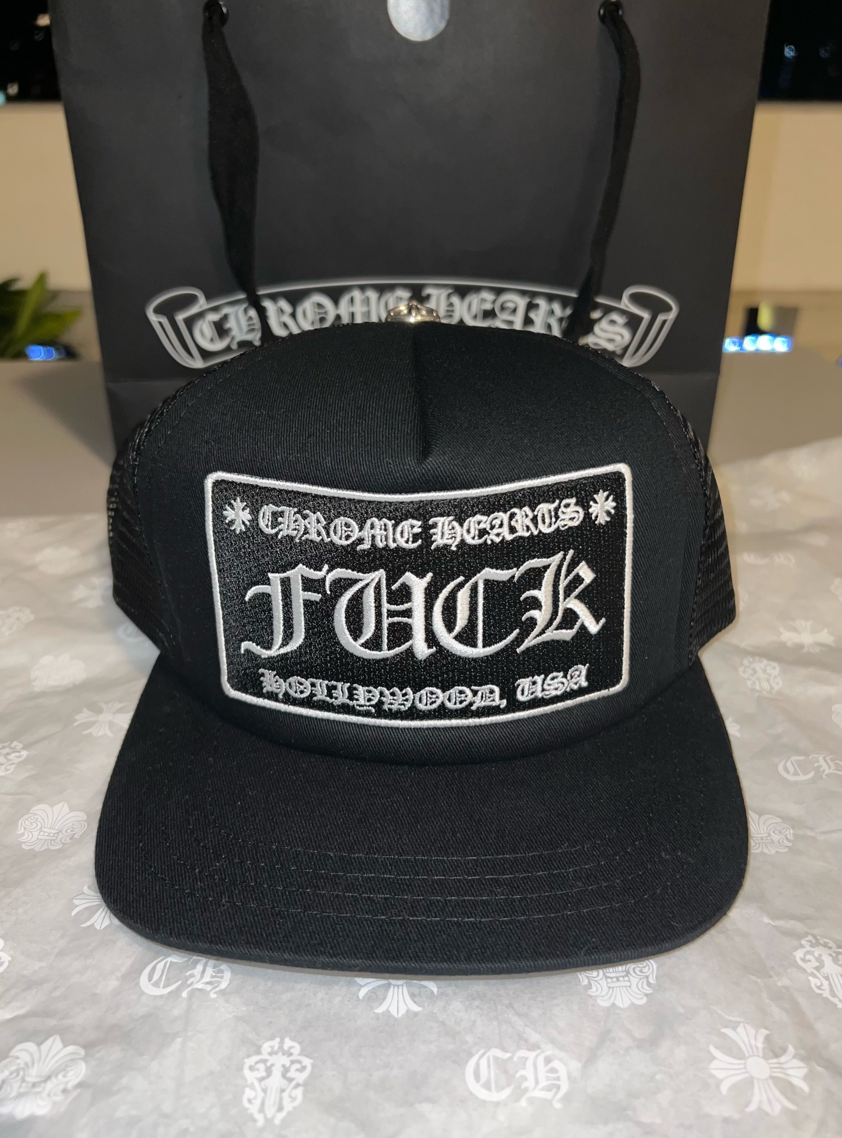 Chrome Hearts Chrome Hearts FUCK Trucker Hat (Black) Size ONE SIZE - 1 Thumbnail
