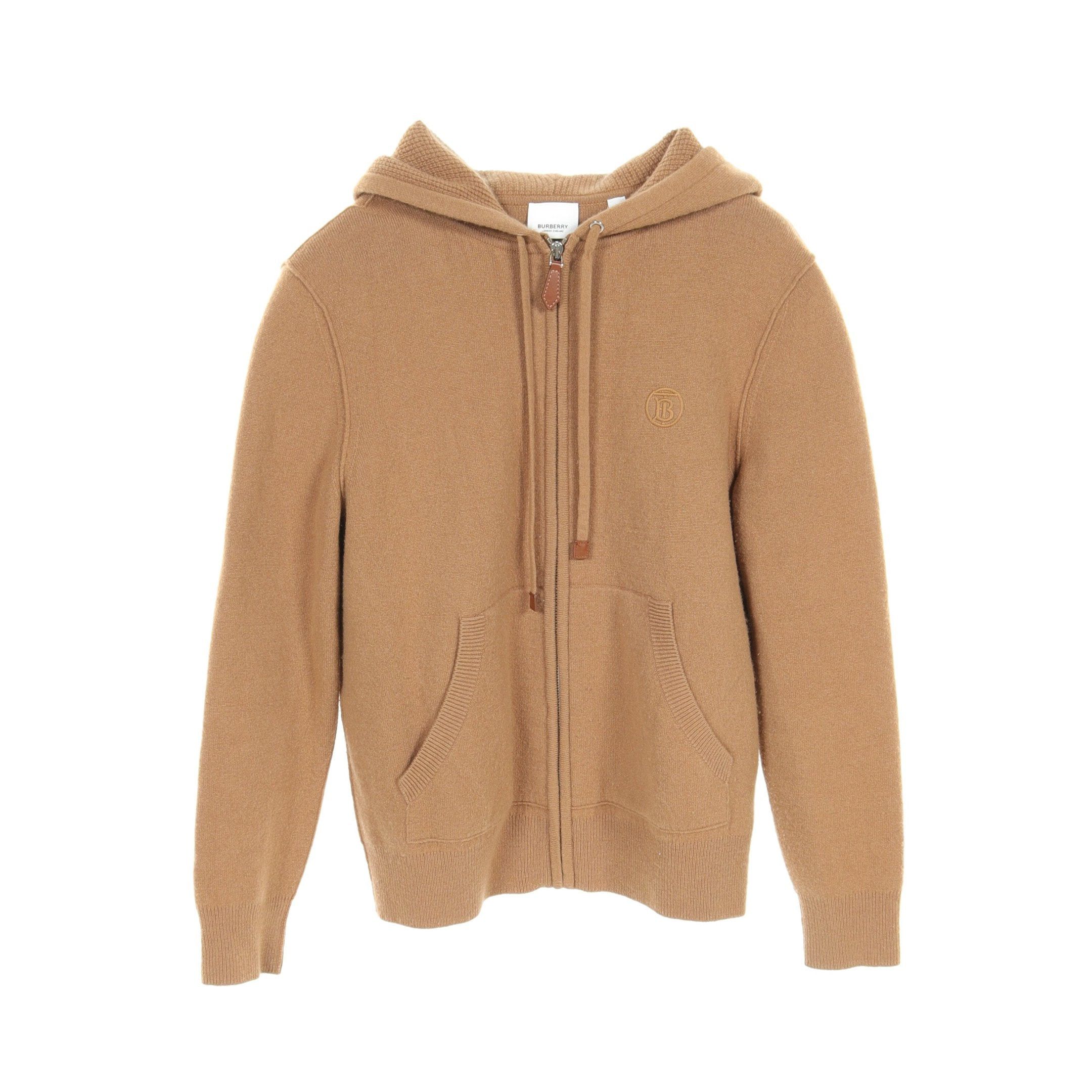 Burberry Burberry Zip Up Hoodie Monogram Logo Cashmere Nylon Light Brown Size ONE SIZE - 1 Thumbnail