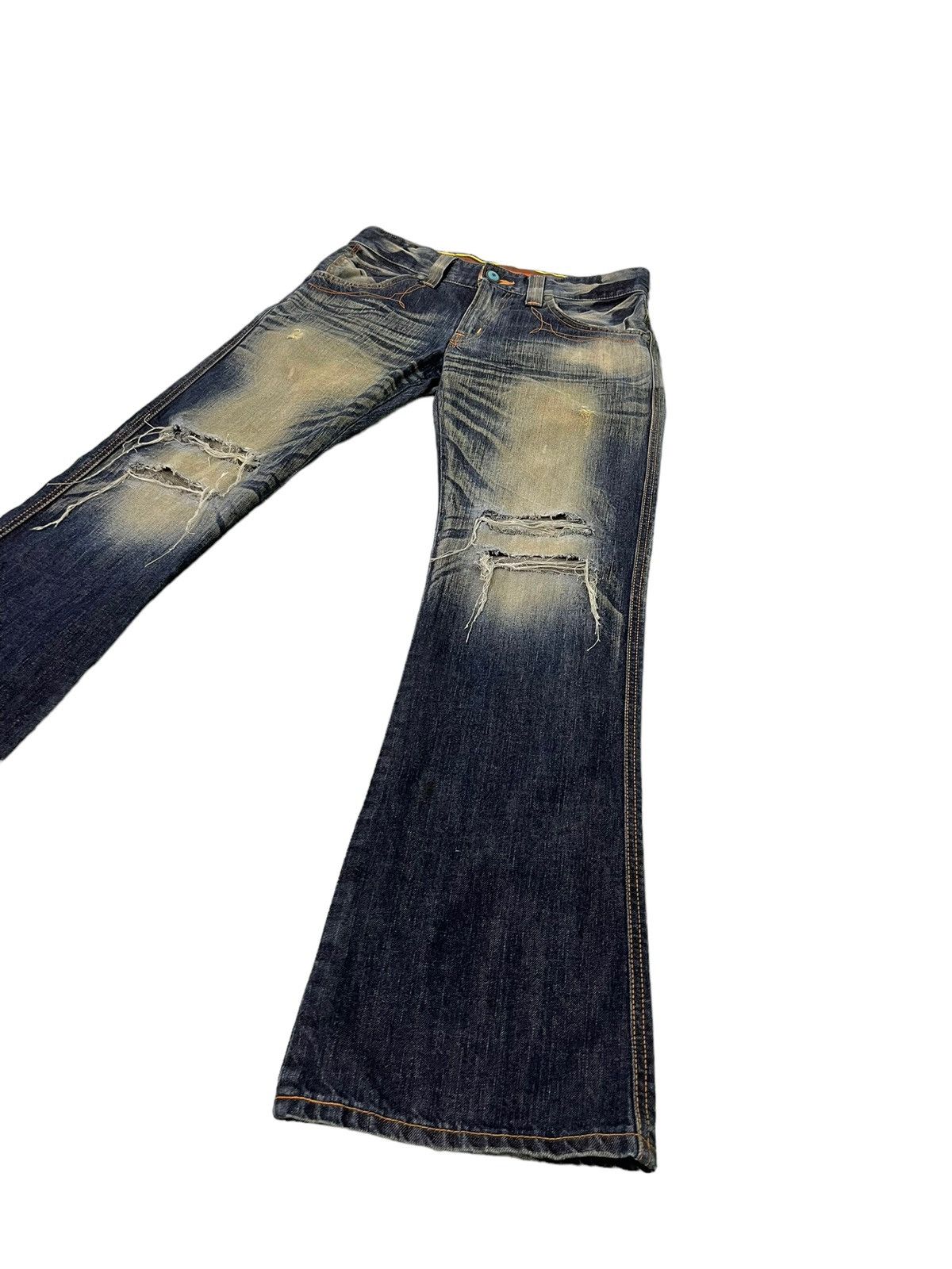 Edwin Flare Jeans Edwin Japan Mud Wash Distress Boot Cut 7🟦8 Size US 32 / EU 48 - 3 Thumbnail