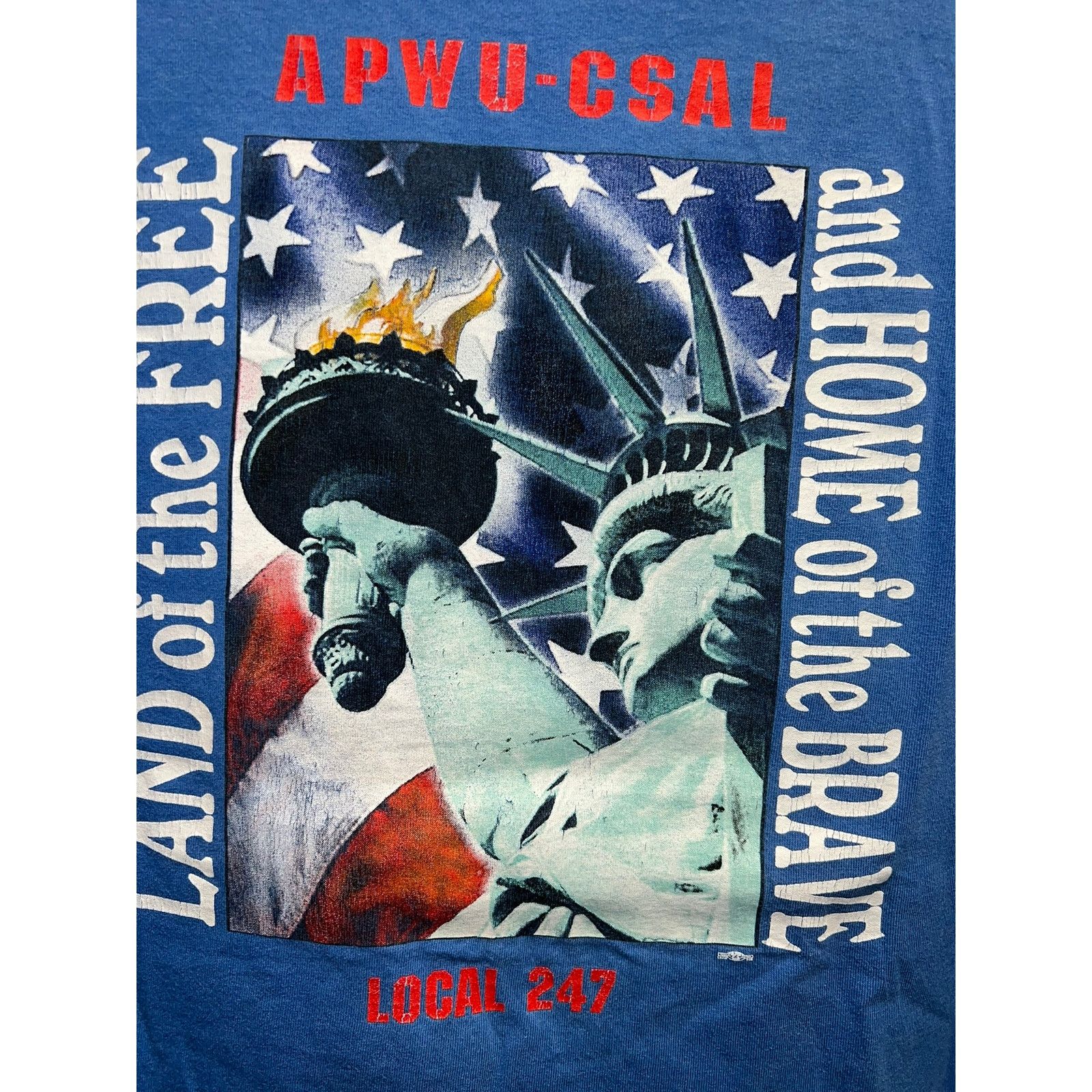 Vintage Vinage Union Line Shirt Lady Liberty Local 247 Blue Tee L Size US L / EU 52-54 / 3 - 7 Thumbnail