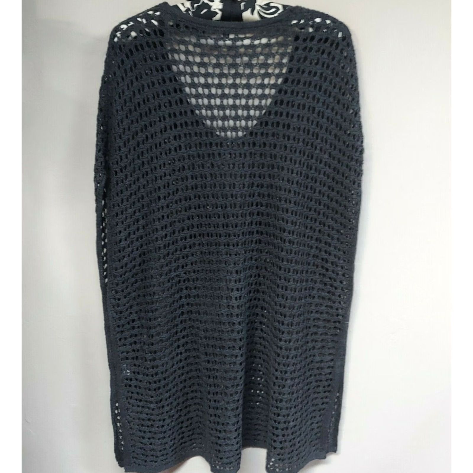 Vintage Jeanne Pierre Sweater Womens M Gray Cotton Open Knit Tunic Dolman Sleeve Size M / US 6-8 / IT 42-44 - 2 Thumbnail