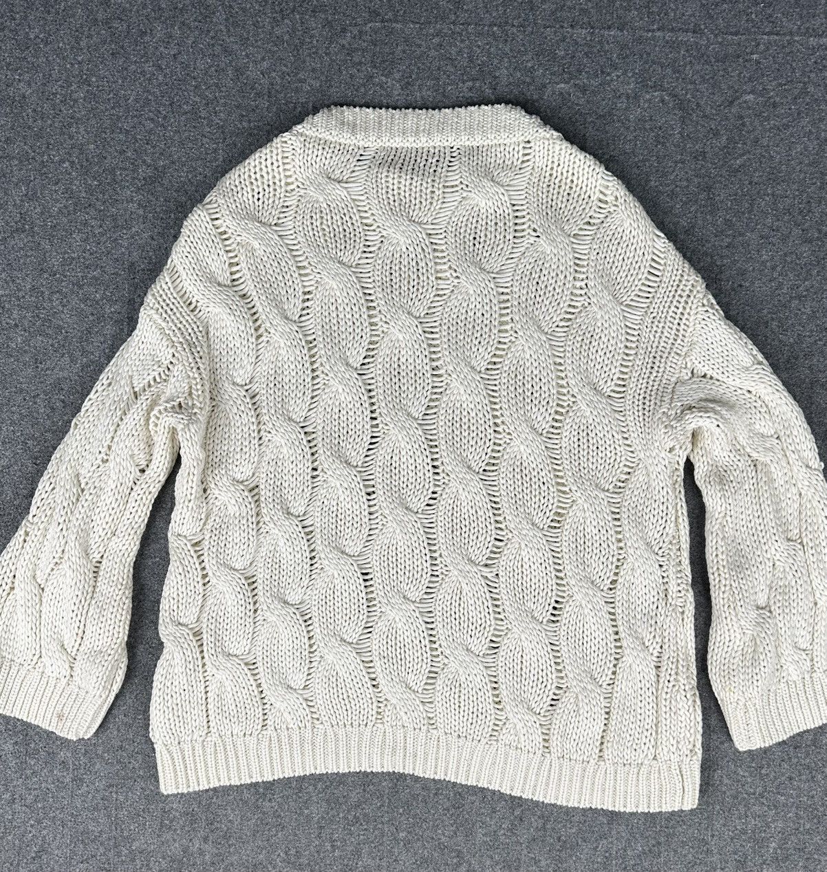 Brunello Cucinelli Brunello Cucinelli - Cable Knit Sweater - Off White Color Size L / US 10 / IT 46 - 3 Thumbnail