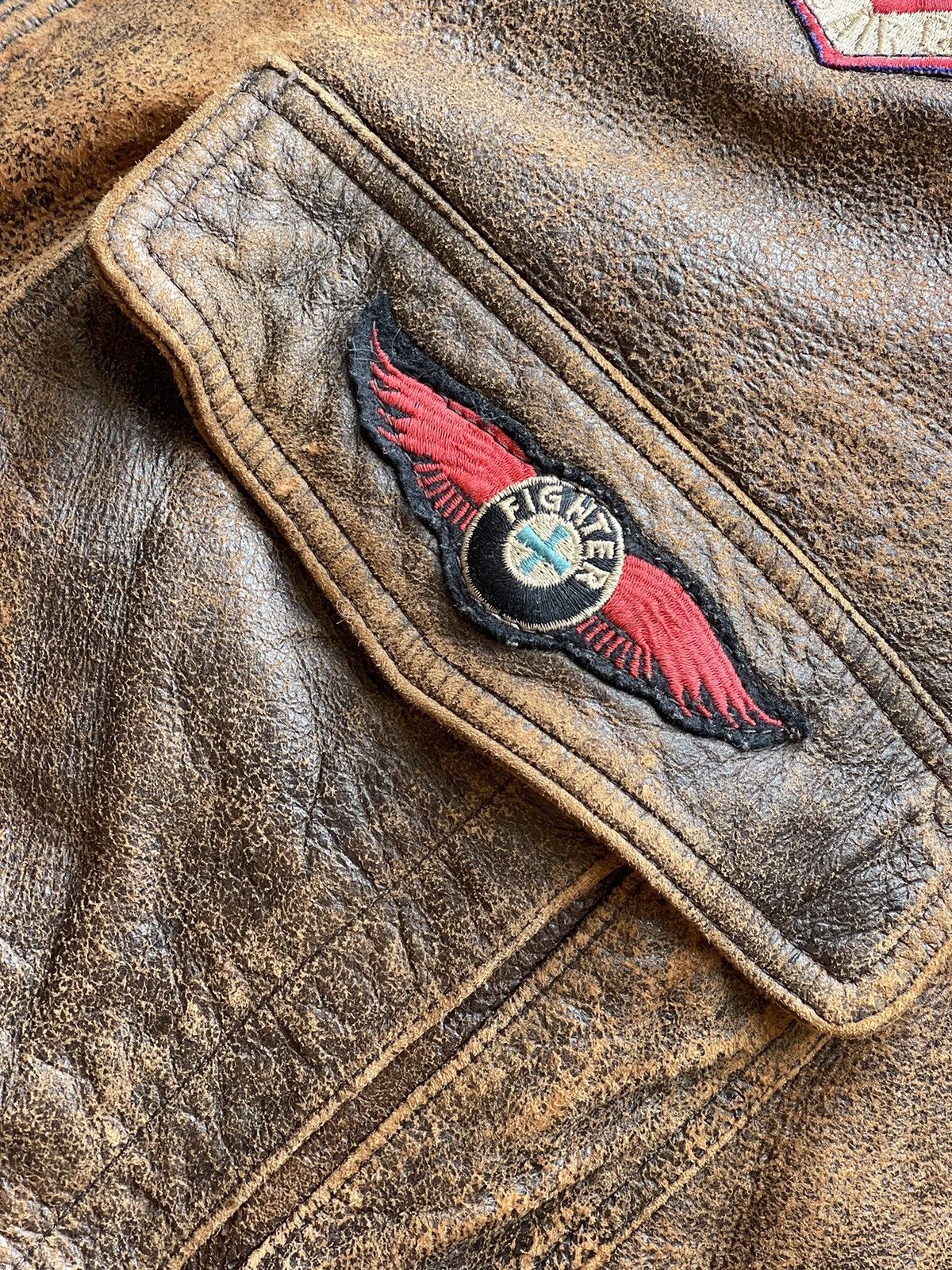 Other 80s A2 Flyers vintage leather jacket Rare Ghetto blast patch Size US L / EU 52-54 / 3 - 19 Thumbnail