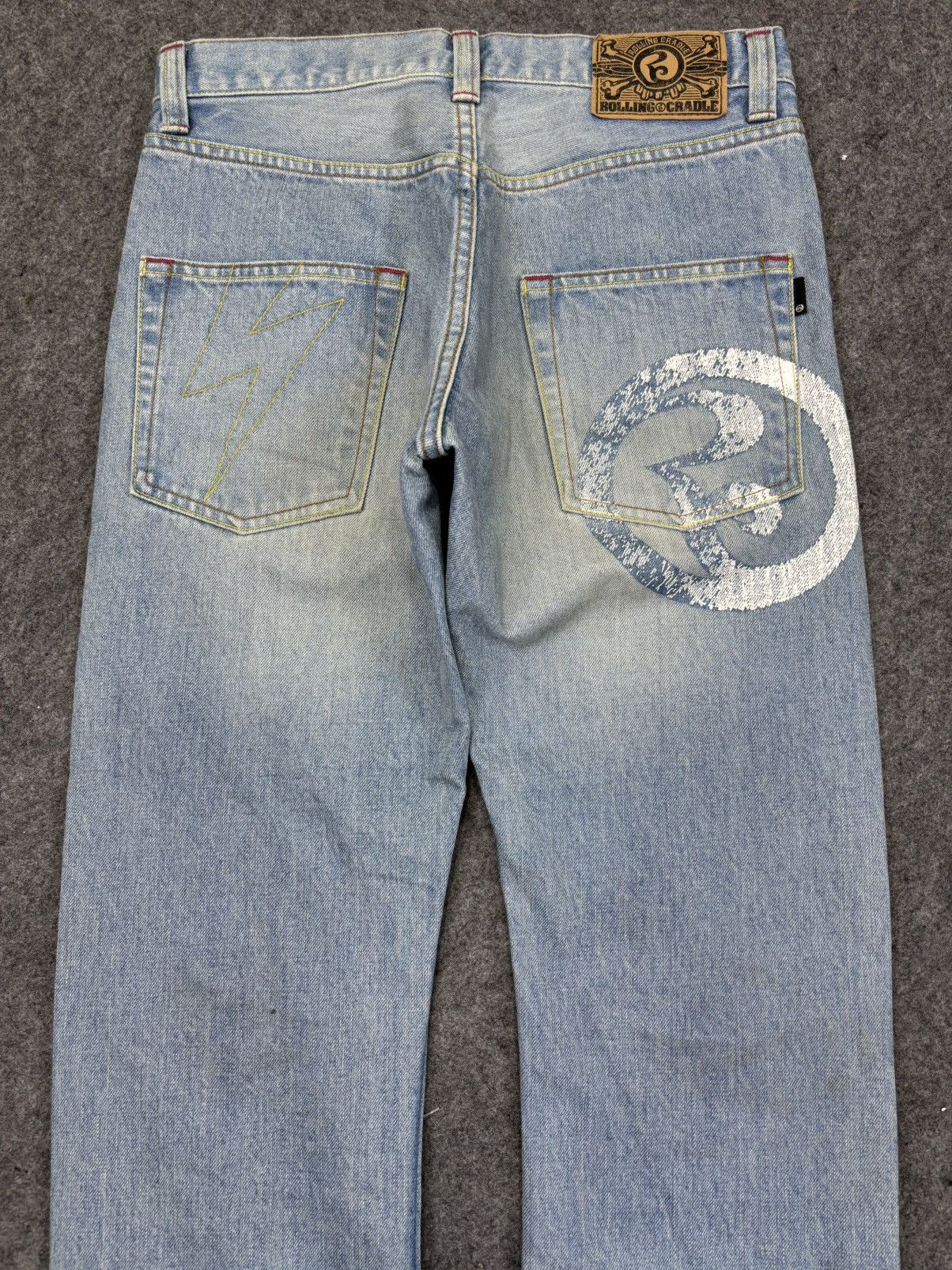 Japanese Brand 💥Insane 90s Style💥Rolling Craddle Distressed Denim K33 Size US 29 - 9 Thumbnail