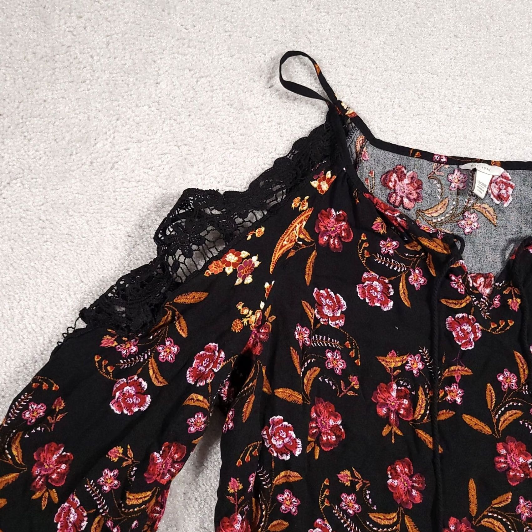 Vintage Cato Shirt Women's 18/20W Paisley Boho Blouse 3/4 Sleeve Crochet Cold Shoulder Size 3XL / US 20-22 - 4 Thumbnail