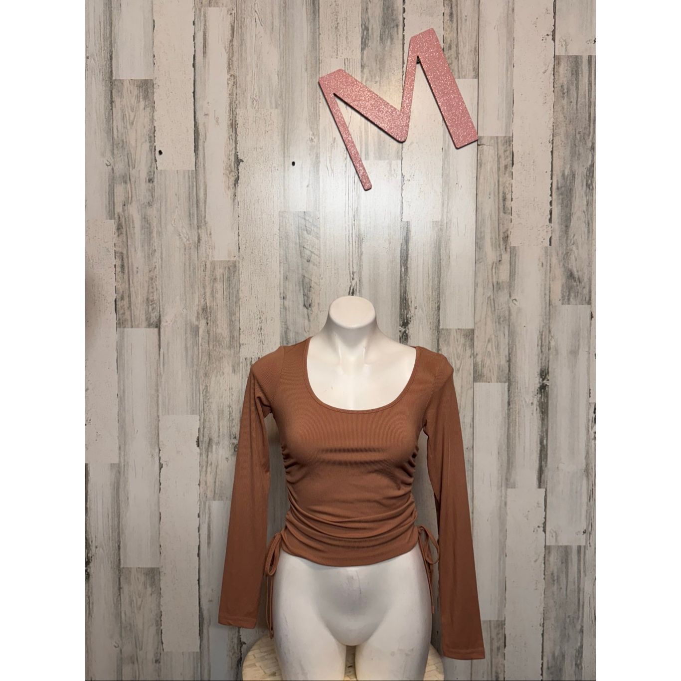 Other Brown Long Sleeve Ruched Side Top – Size M Size M / US 6-8 / IT 42-44 - 1 Thumbnail