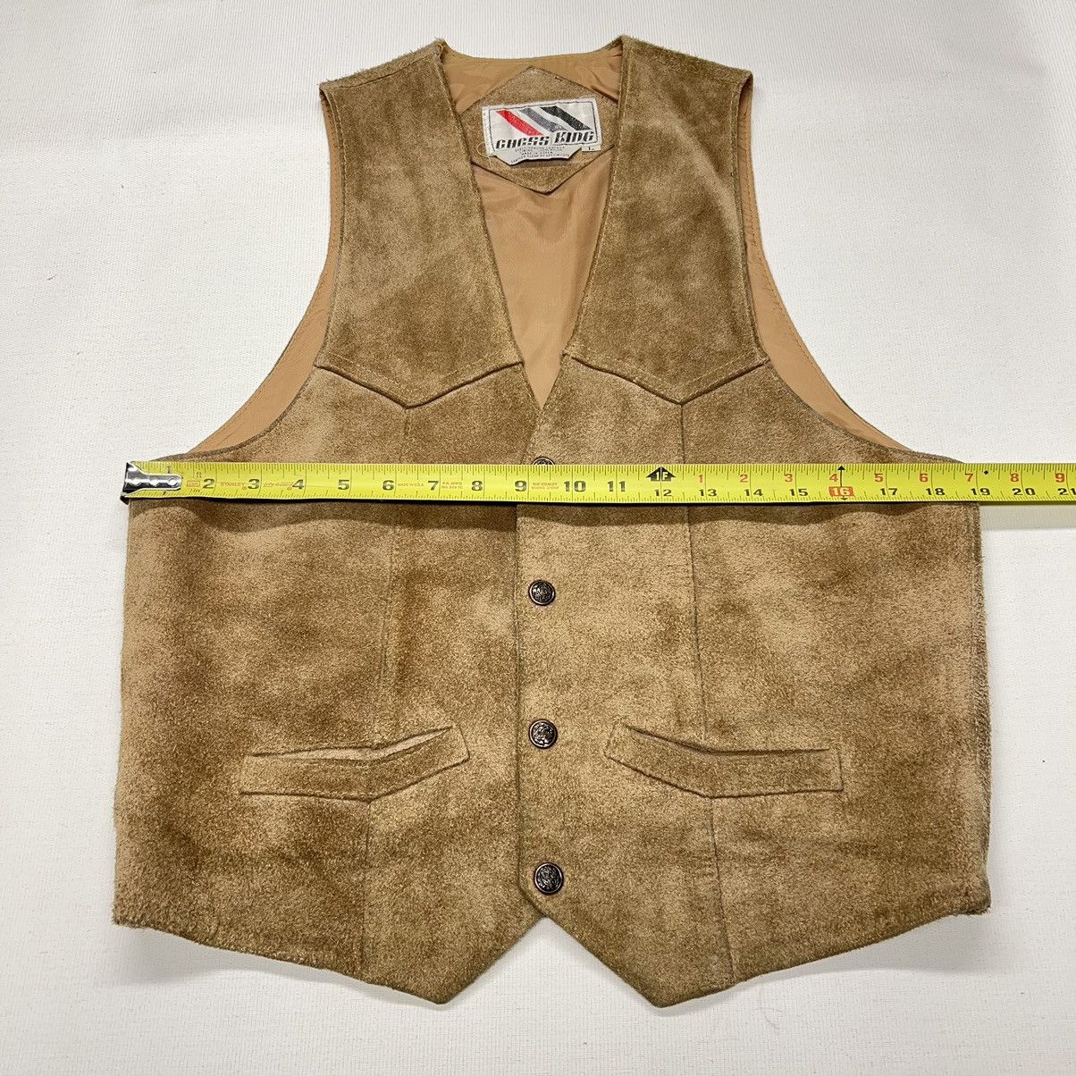 Vintage VTG Chess King Beige Suede Leather Vest Western Retro Tan Size US L / EU 52-54 / 3 - 14 Thumbnail
