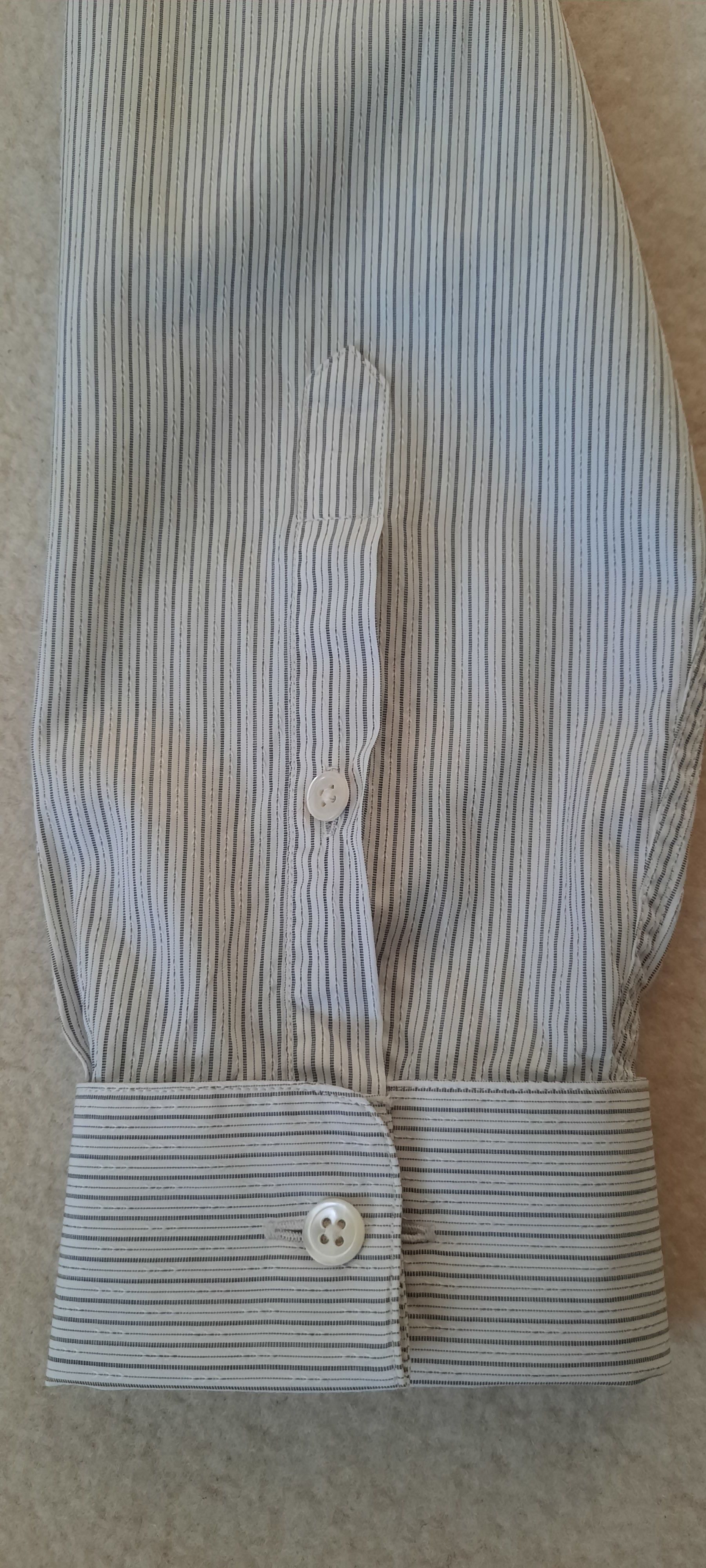 John Varvatos JOHN VARVATOS Men's Long-Sleeved Shirt, White Gray Striped M Size US M / EU 48-50 / 2 - 8 Thumbnail