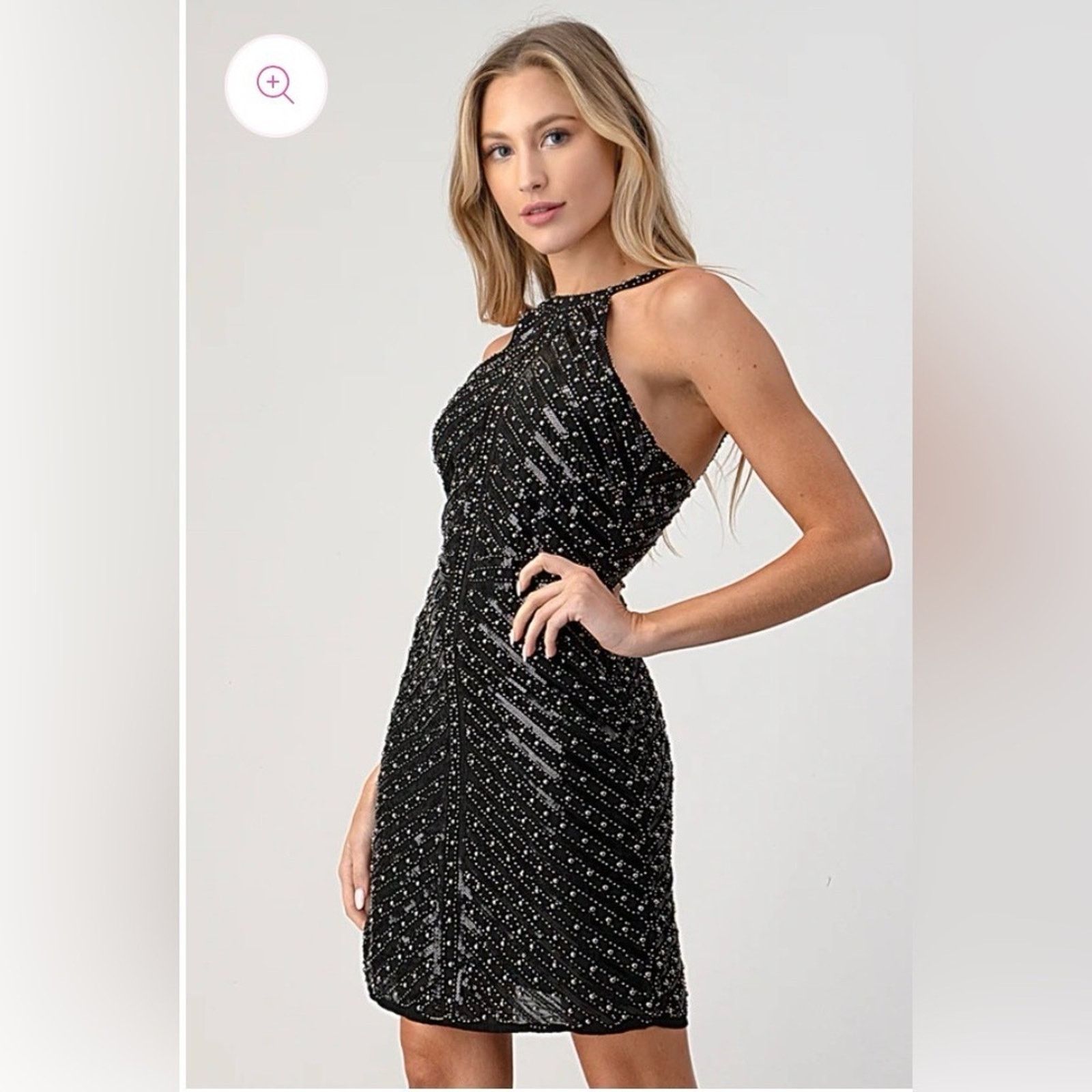 Other New Elegant Black Sequin Halter Dress size s Size S / US 4 / IT 40 - 3 Thumbnail