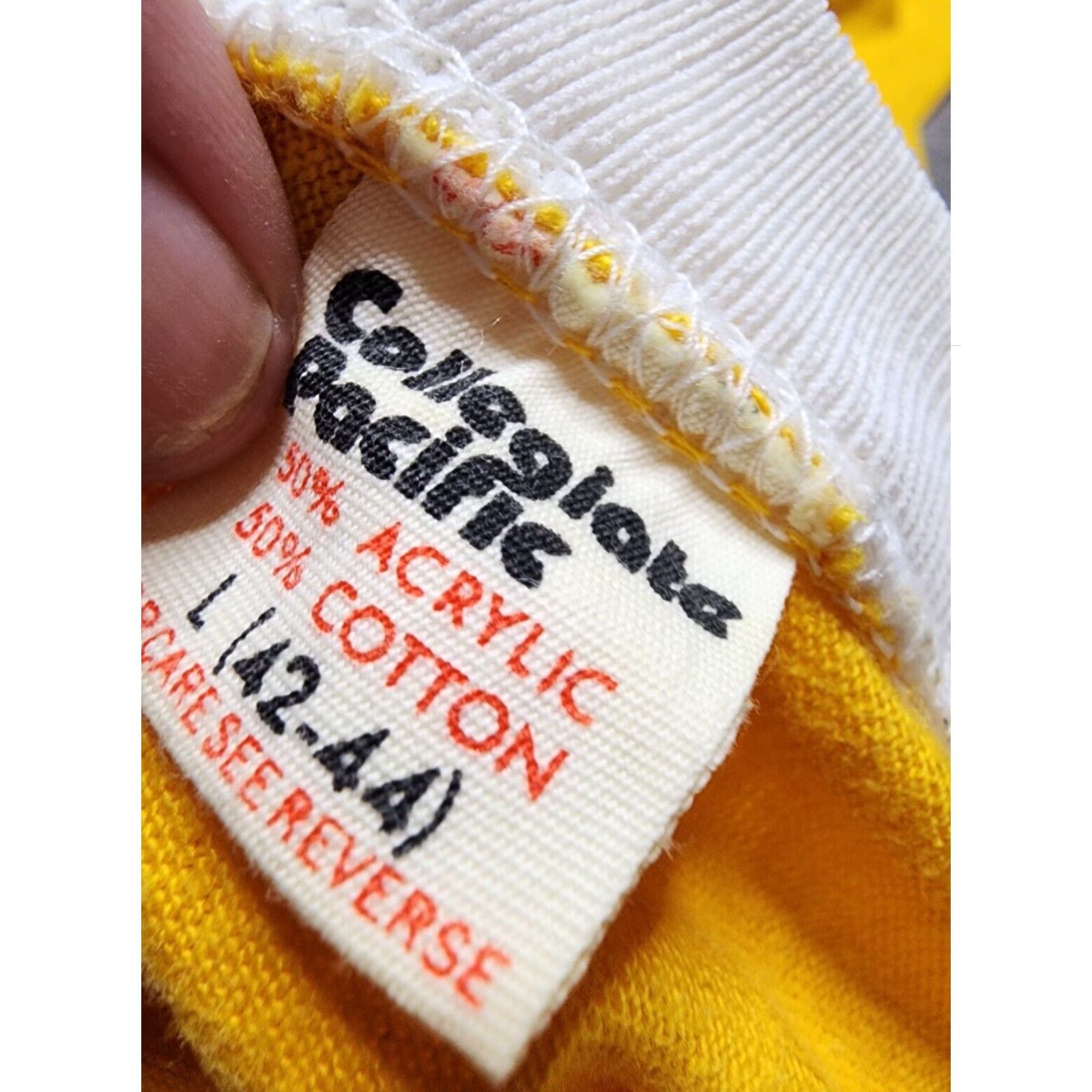 Vintage VINTAGE Collegiate Pacific 70s Men's L Iowa College T Shirt Short Sleeve Cotton Blend Yellow Mens Size US L / EU 52-54 / 3 - 5 Thumbnail