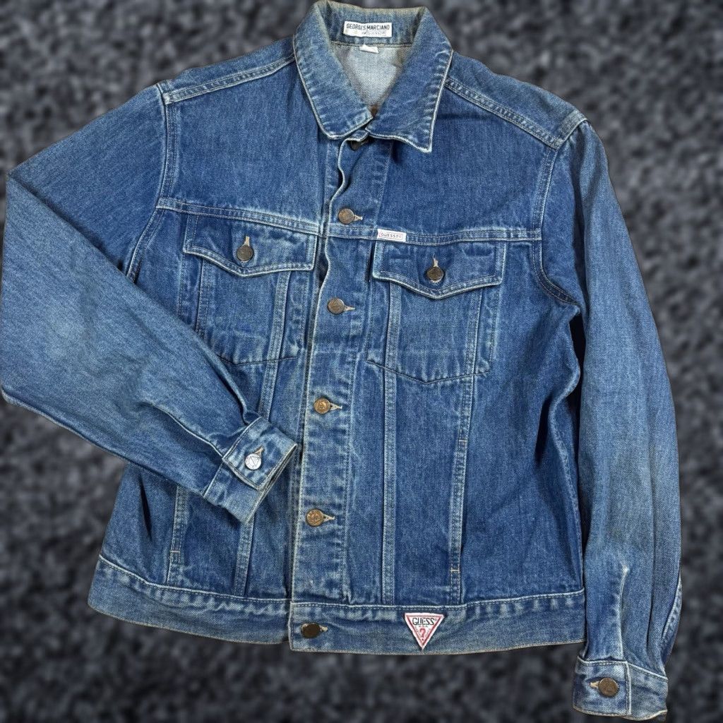 Guess VINTAGE Guess Denim Jacket Mens M Blue Cotton Denim Biker 80s USA Made Shirt/Coat Mens Size US M / EU 48-50 / 2 - 1 Thumbnail