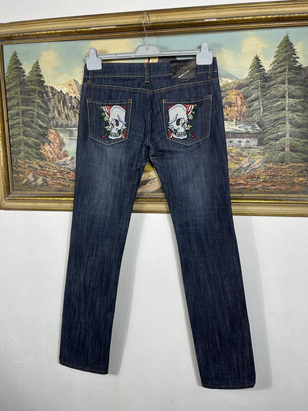 Ed Hardy × Vintage Ed Hardy Vintage Y2k Low Rise Denim Trousers Jeans Drip Swag Size 28" / US 6 / IT 42 - 8 Thumbnail