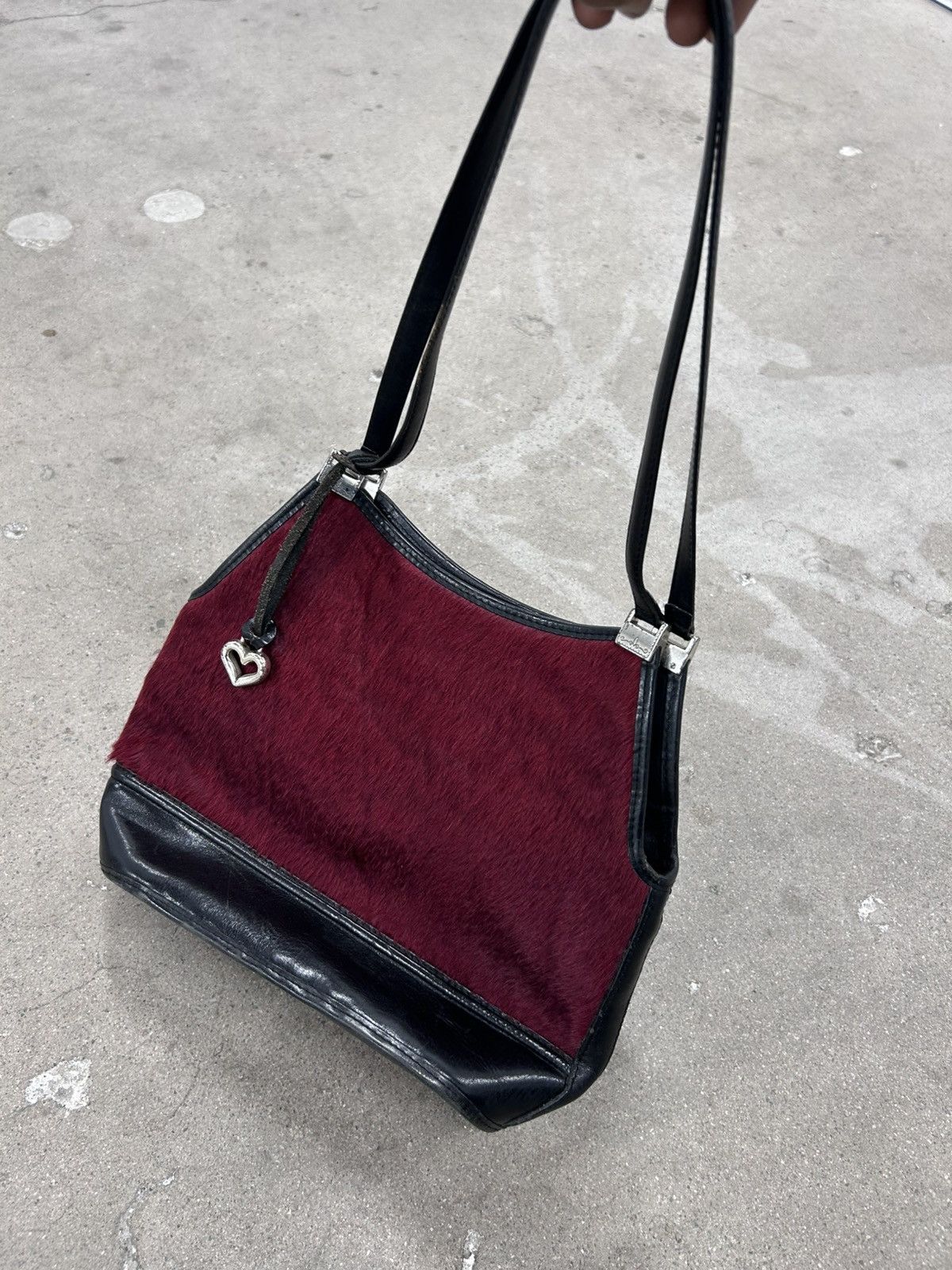 Brighton Vintage Brighton Bucket Bag Wine Red Black Leather Calf Bag Size ONE SIZE - 2 Thumbnail