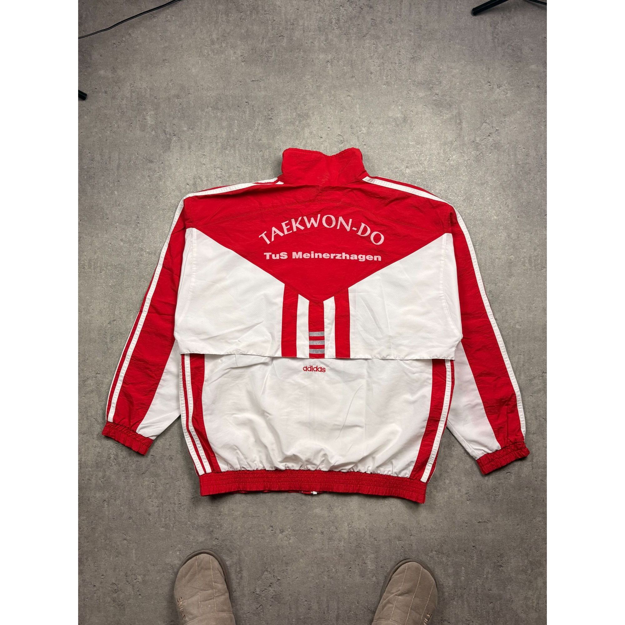 Adidas Adidas Red & White Vintage Taekwondo Jacket With Bold Stripe Size US L / EU 52-54 / 3 - 3 Thumbnail