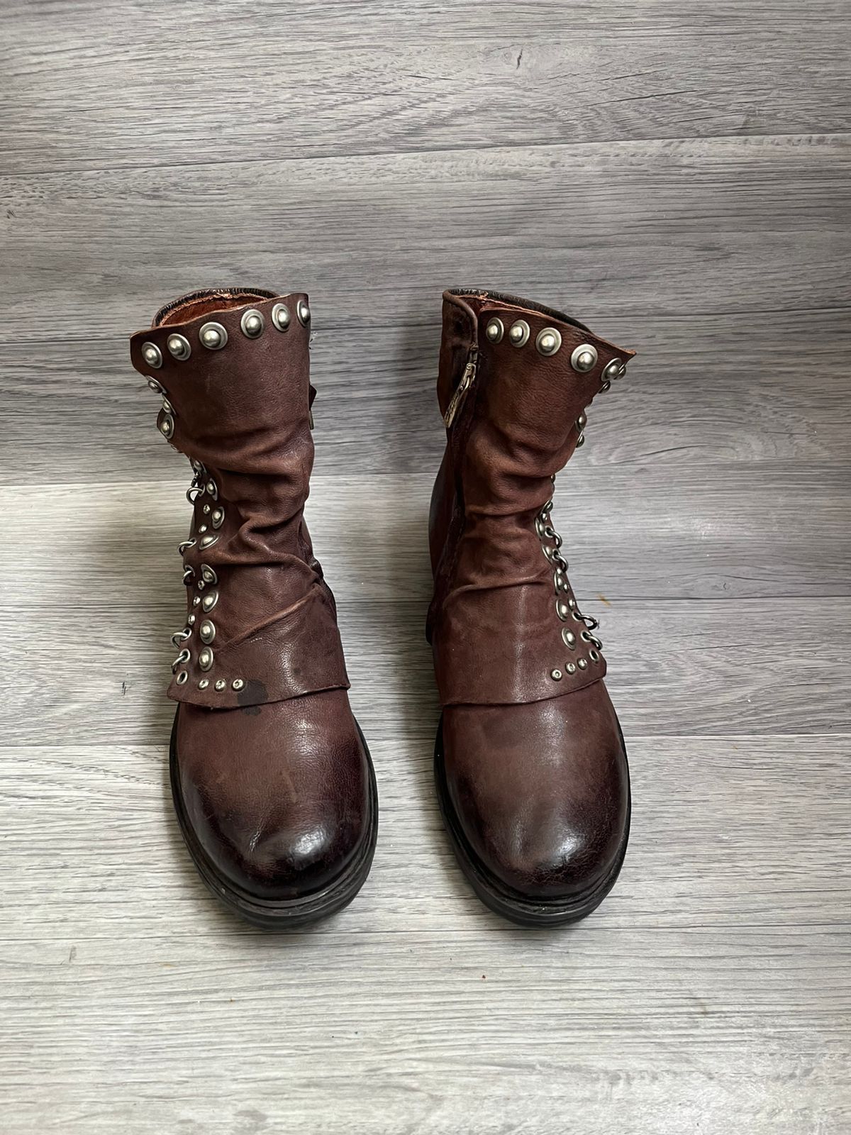 A.S.98 A.S.98 Brown Distressed Grunge Studded Archival Boots Y2K Size US 8 / IT 38 - 11 Thumbnail
