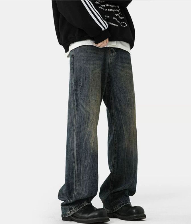 Japanese Brand American men's street loose wide-leg washed retro jeans Size US 32 / EU 48 - 2 Thumbnail
