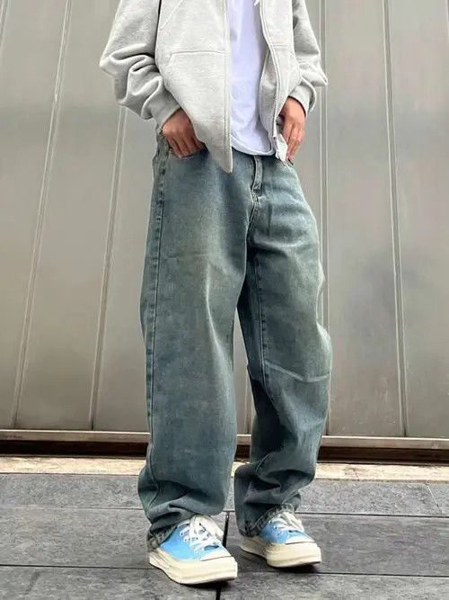 Washed Baggy Denim Jeans Stacked Skate