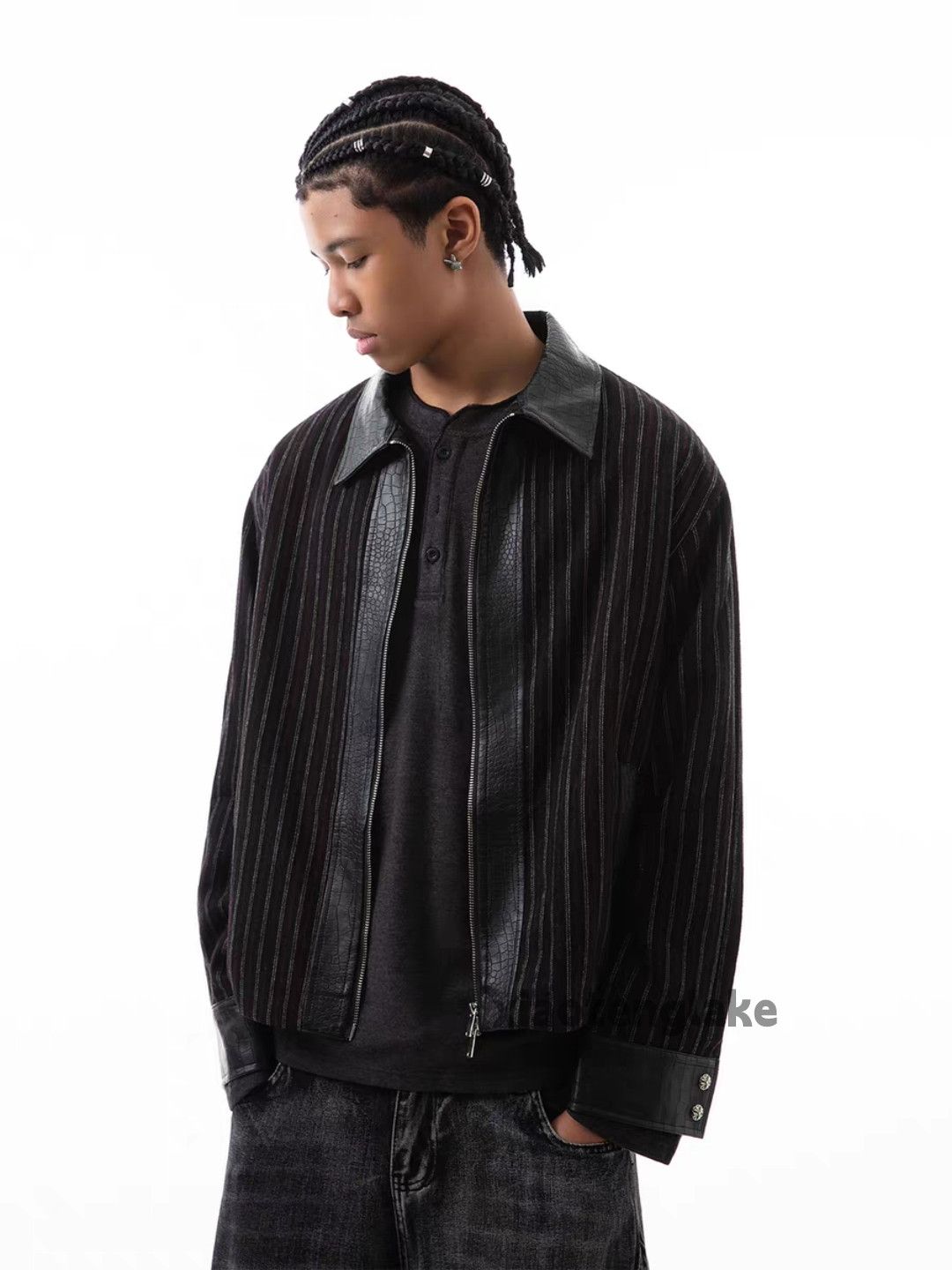 Vintage Unisex utility loose striped skate hiphop yuppie jacket Size US L / EU 52-54 / 3 - 3 Thumbnail