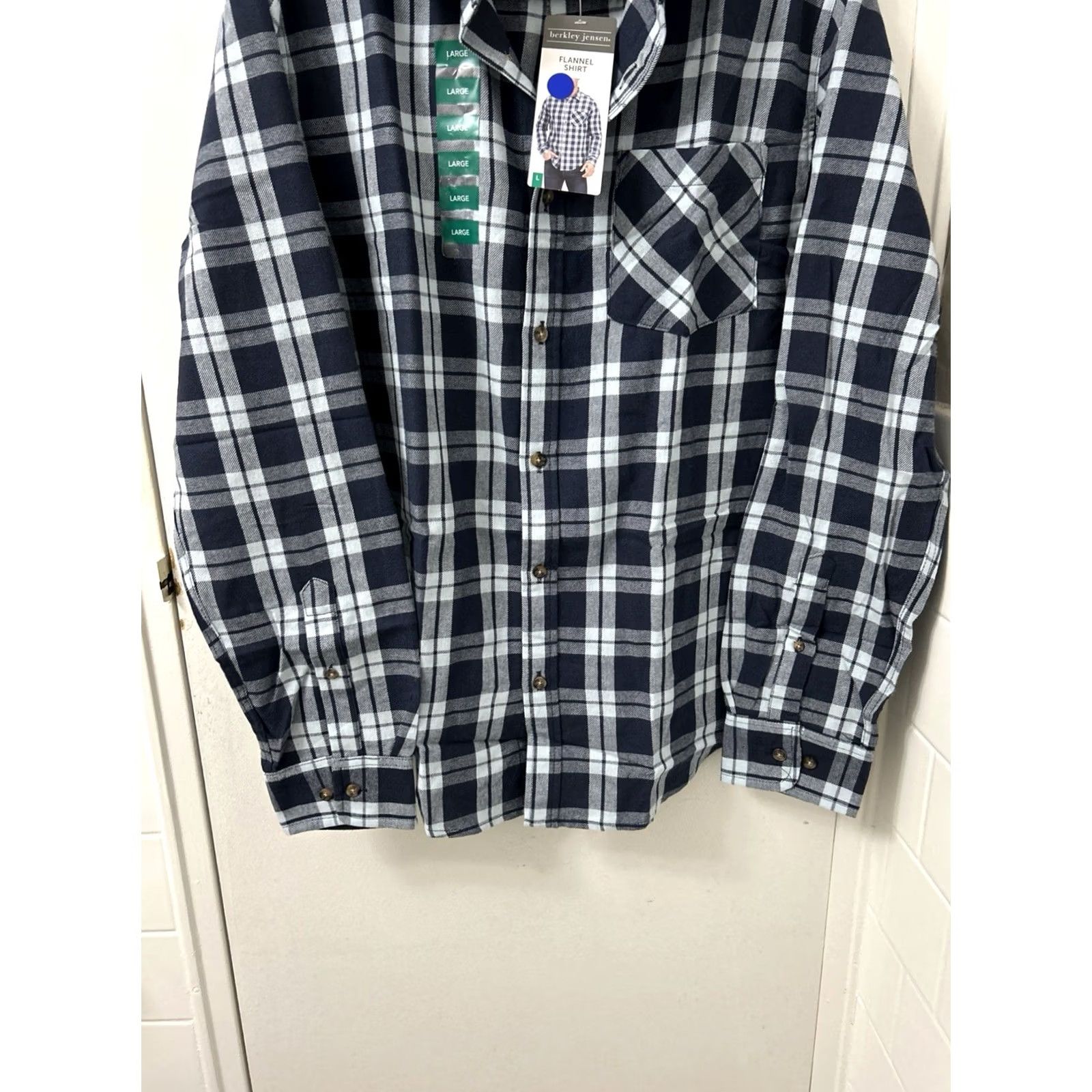 Vintage VINTAGE Berkley Jensen Shirt Mens L Blue Plaid Button-Down Long Sleeve NWT Size US L / EU 52-54 / 3 - 3 Thumbnail