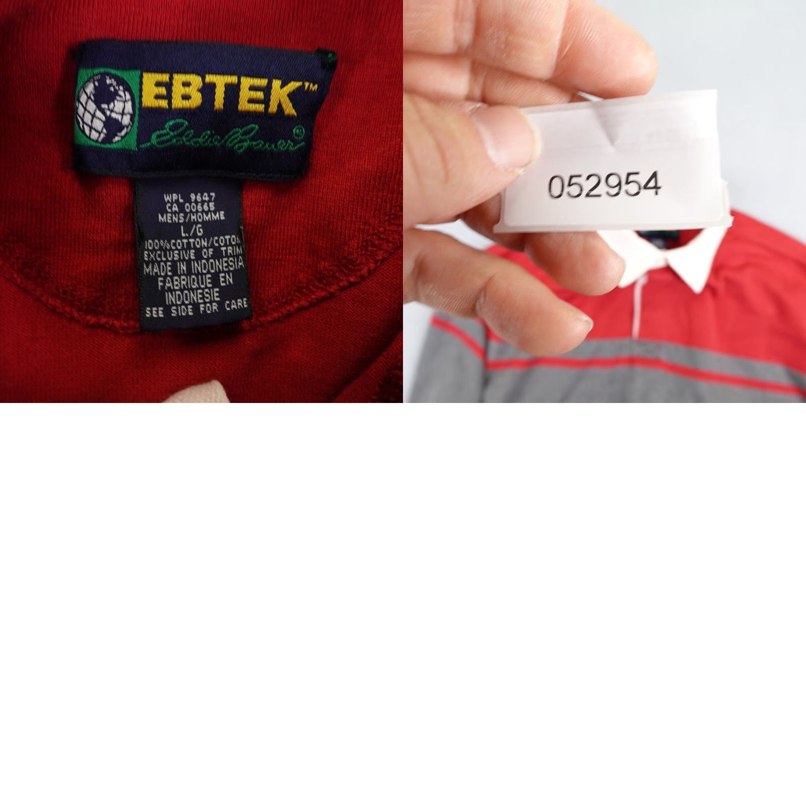 Eddie Bauer VINTAGE Eddie Bauer Polo Shirt Mens L Red Gray White EB Tek Rugby Contrast Polo Shirt 90s Outdoor Mens Size US L / EU 52-54 / 3 - 8 Thumbnail