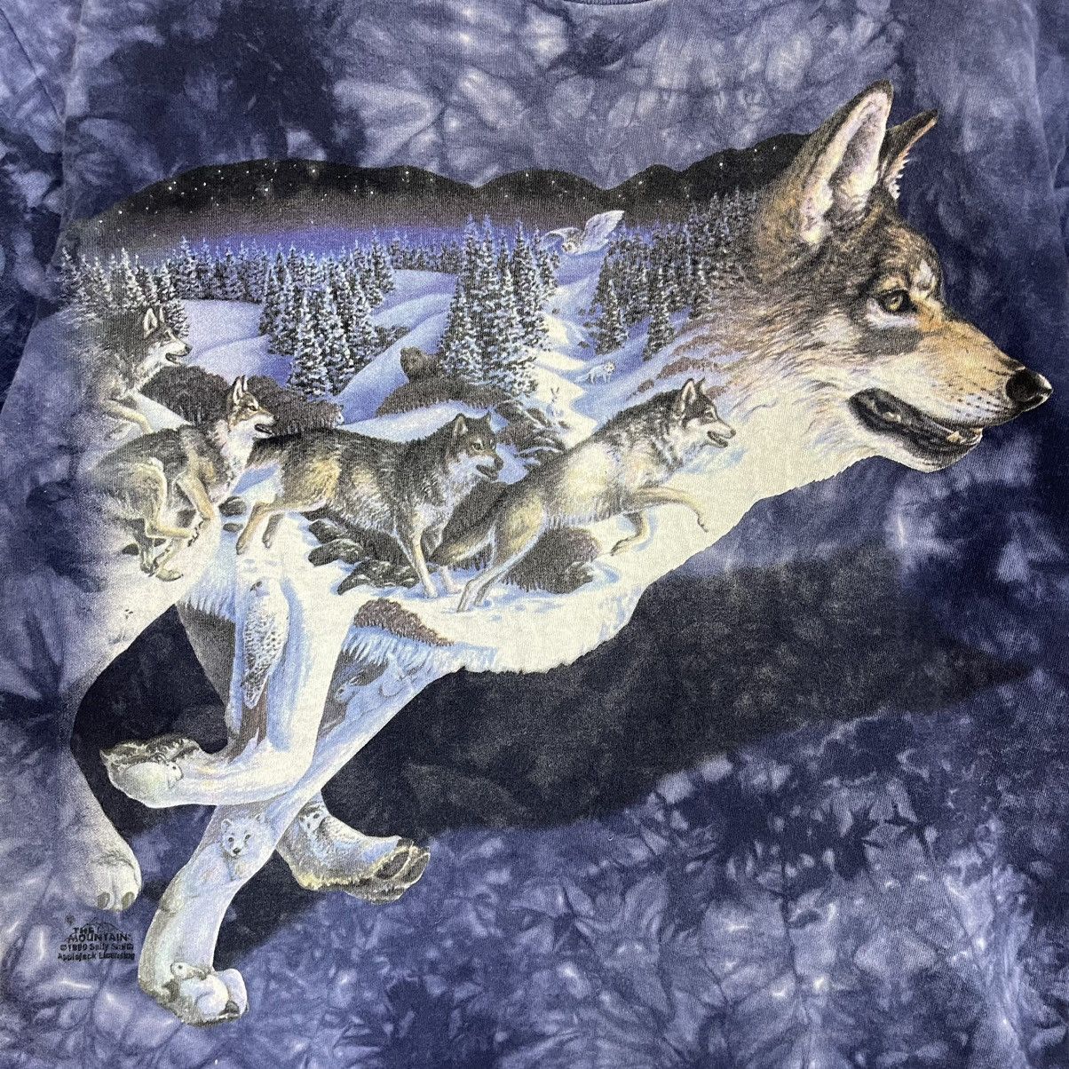 Japanese Brand × The Mountain × Vintage Vintage 90s The Mountain Wolf Pack Overprint Tee Size US M / EU 48-50 / 2 - 5 Thumbnail