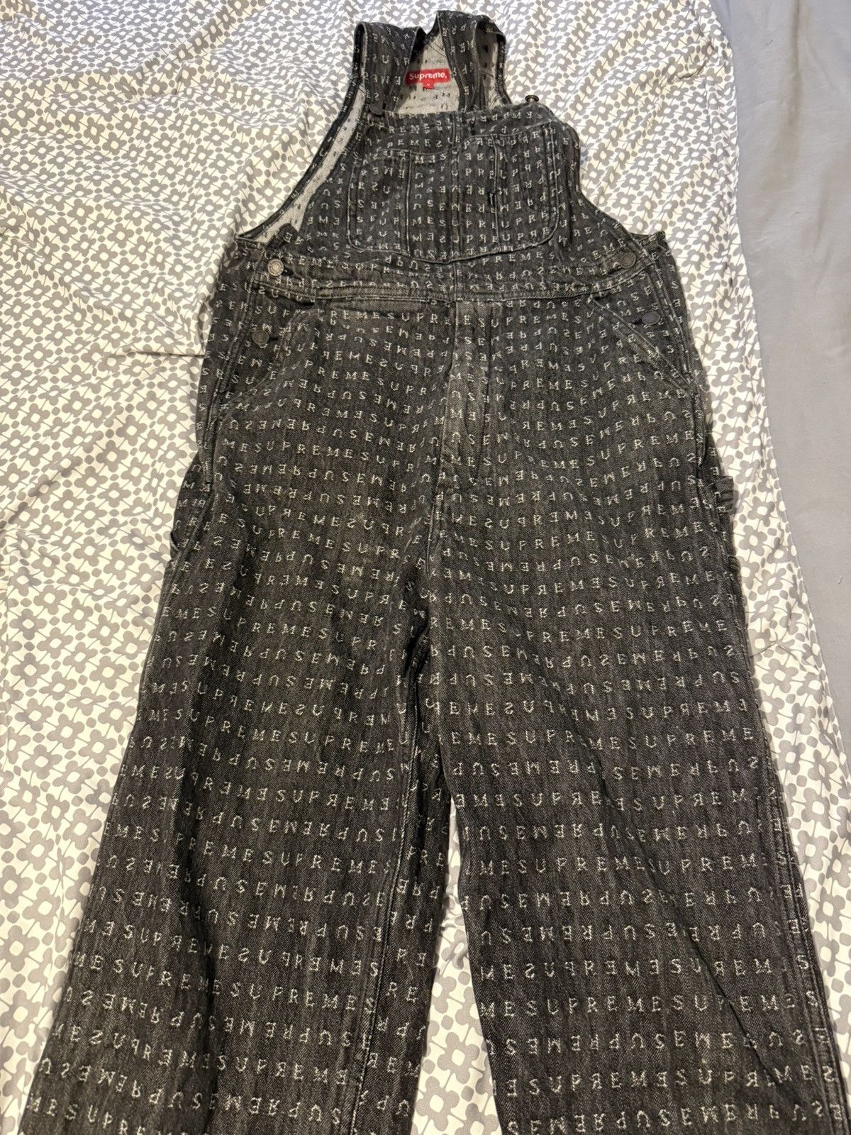S】Supreme Jacquard Logos Denim Overalls