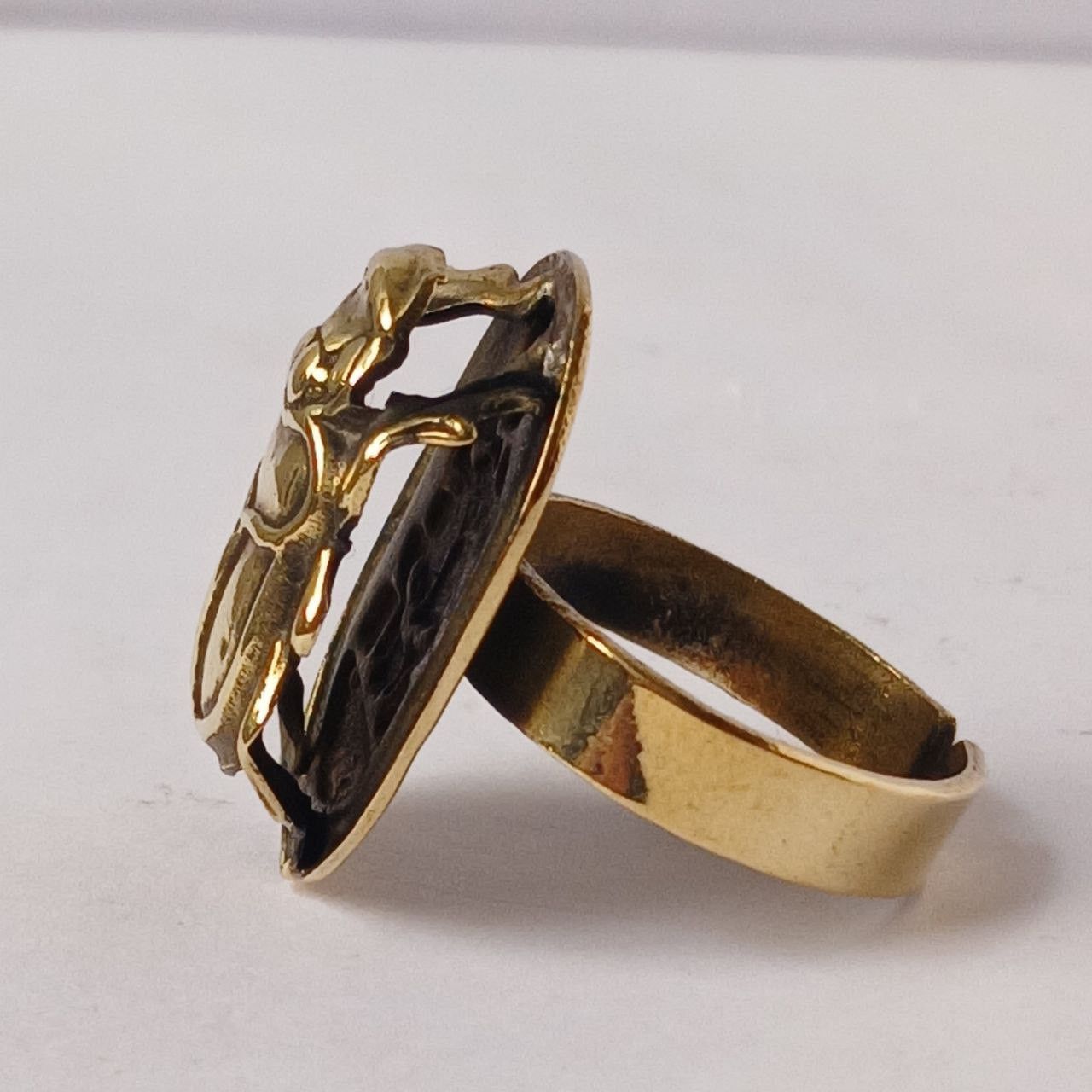 Handmade Vintage Egyptian Brass Scarab Ring – Handmade Adjustable Size ONE SIZE - 4 Thumbnail
