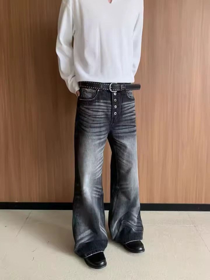 Japanese Brand Washed Baggy Wide Leg Denim Pants Streetwear Jeans Size US 30 / EU 46 - 3 Thumbnail