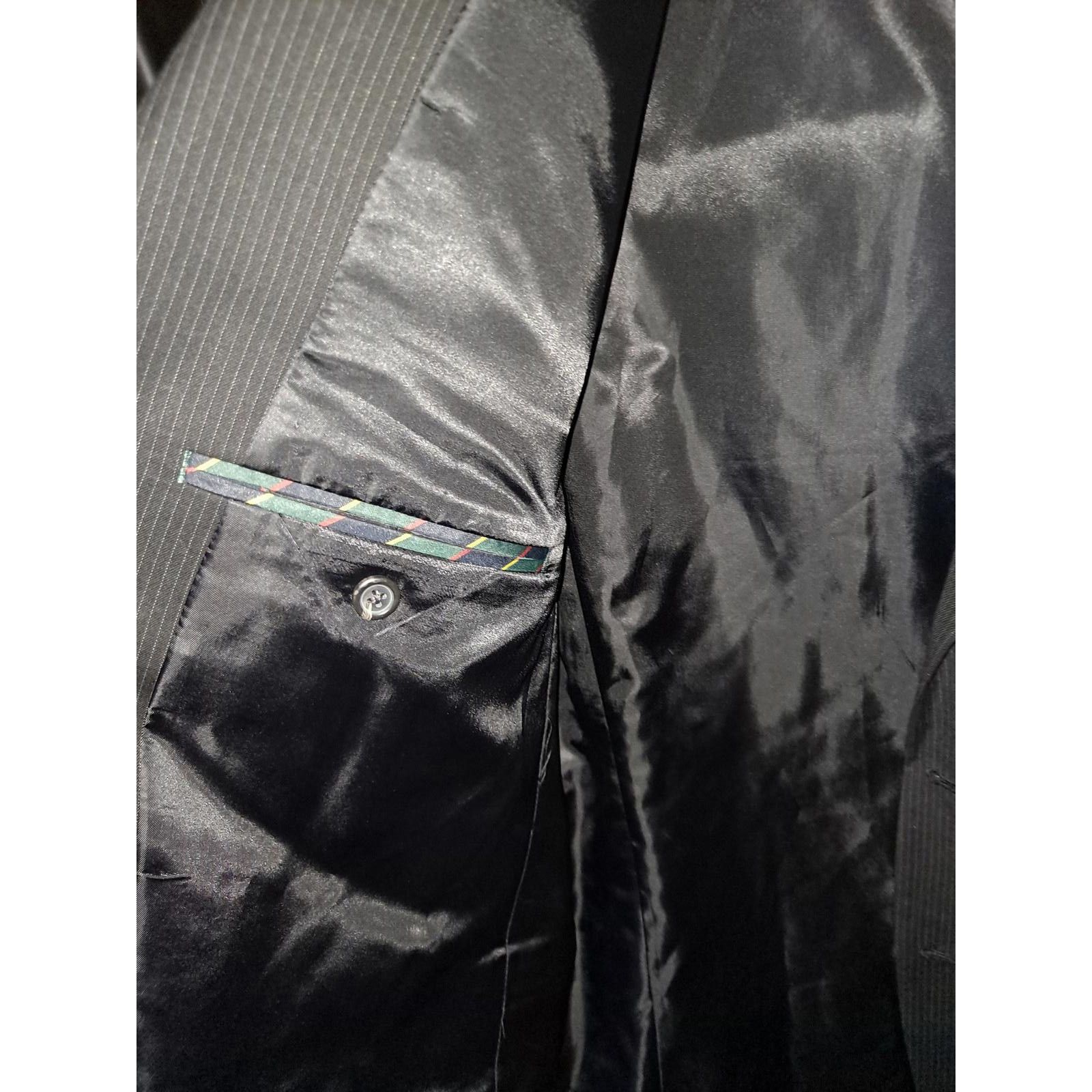 Chaps Chaps Blazer Black Pinstripe Polyester/Rayon Size 44L Size 44R - 3 Thumbnail