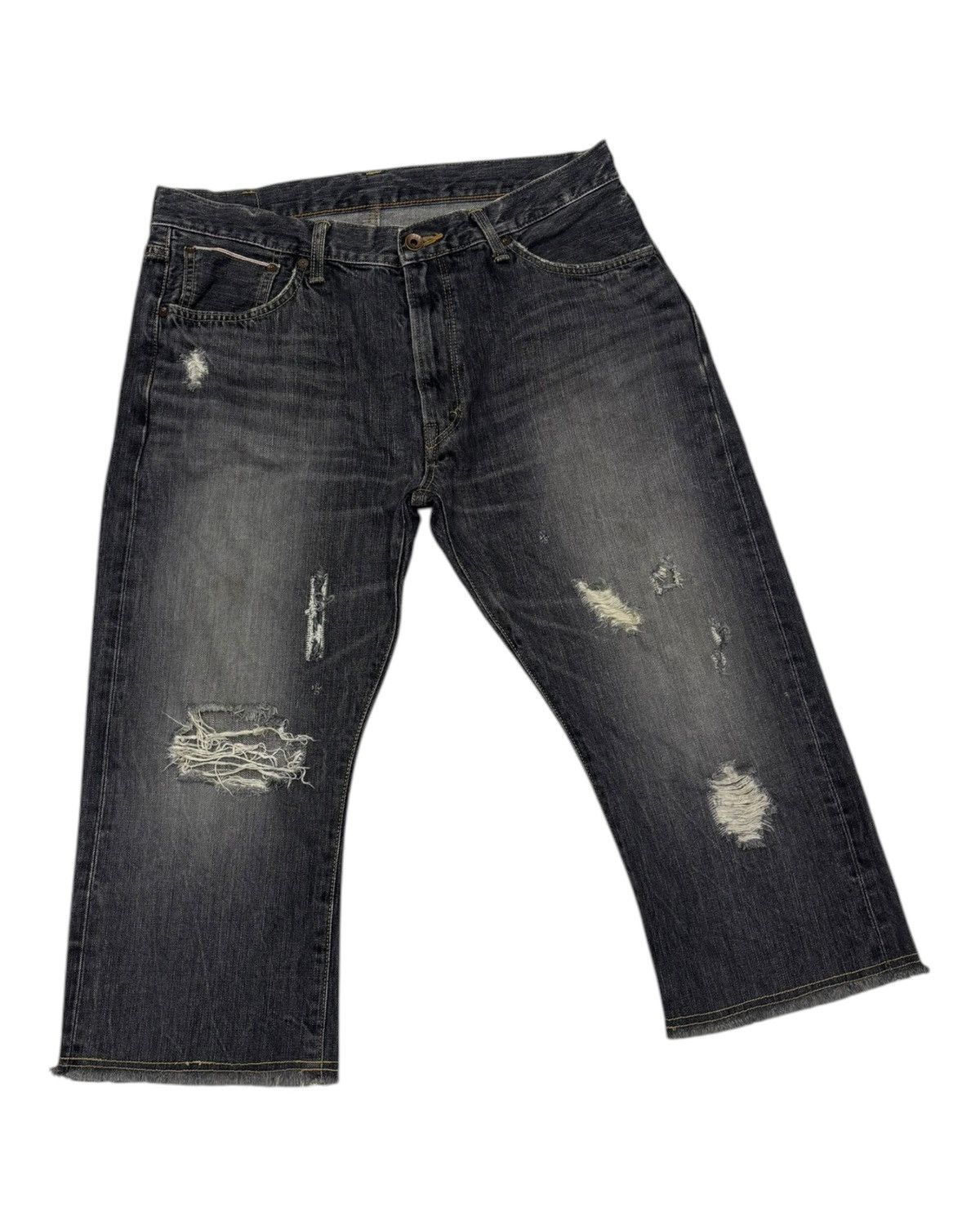 Edwin 🔥Rare🔥Edwin 505 Rips Distress Selvedge Denim Shorts Pants Size US 34 / EU 50 - 4 Thumbnail
